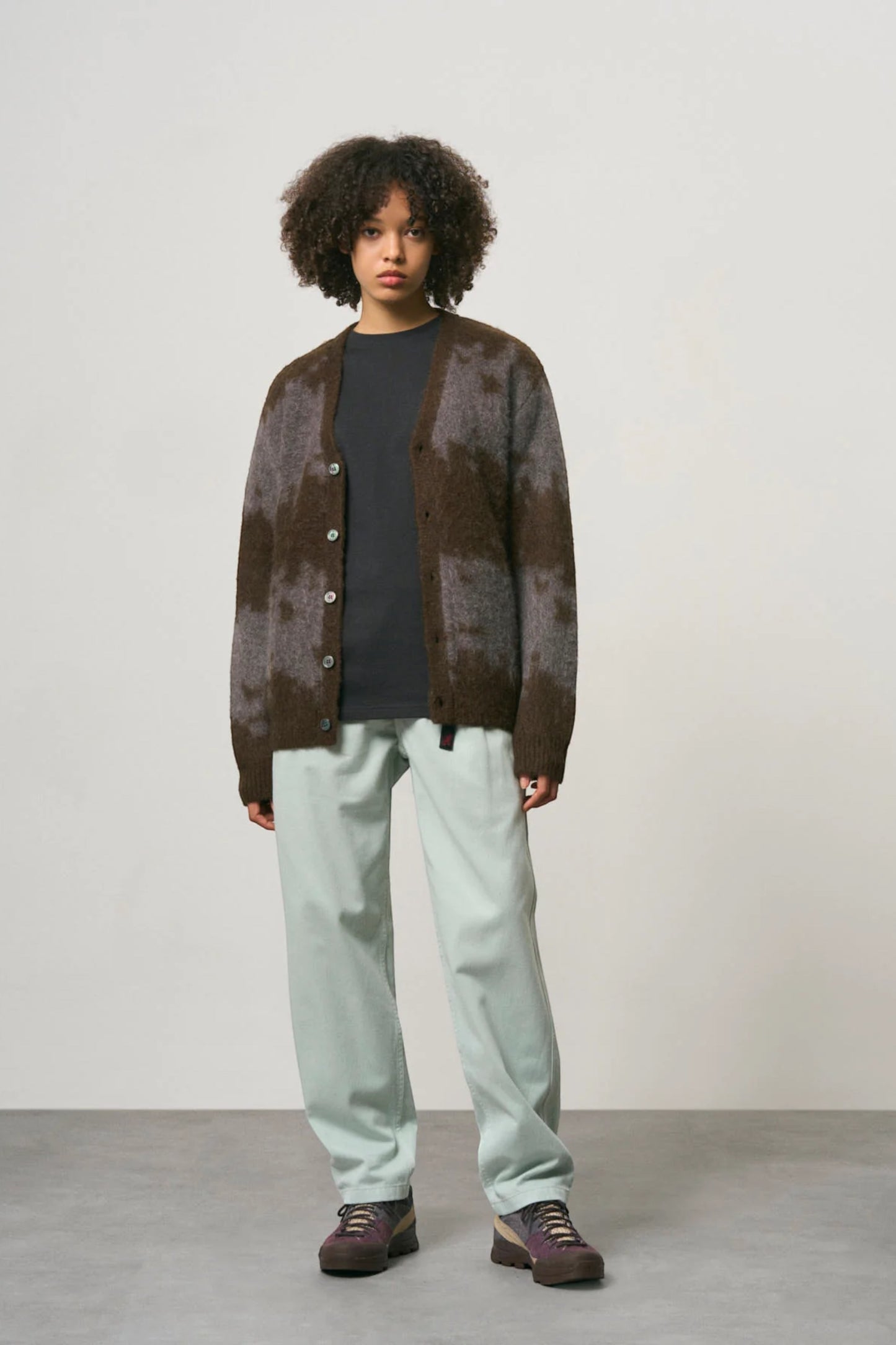 GRAMICCI Mohair Splatter Cardigan Slate | Cardigan Mohair Outdoor | Edgar Bdx