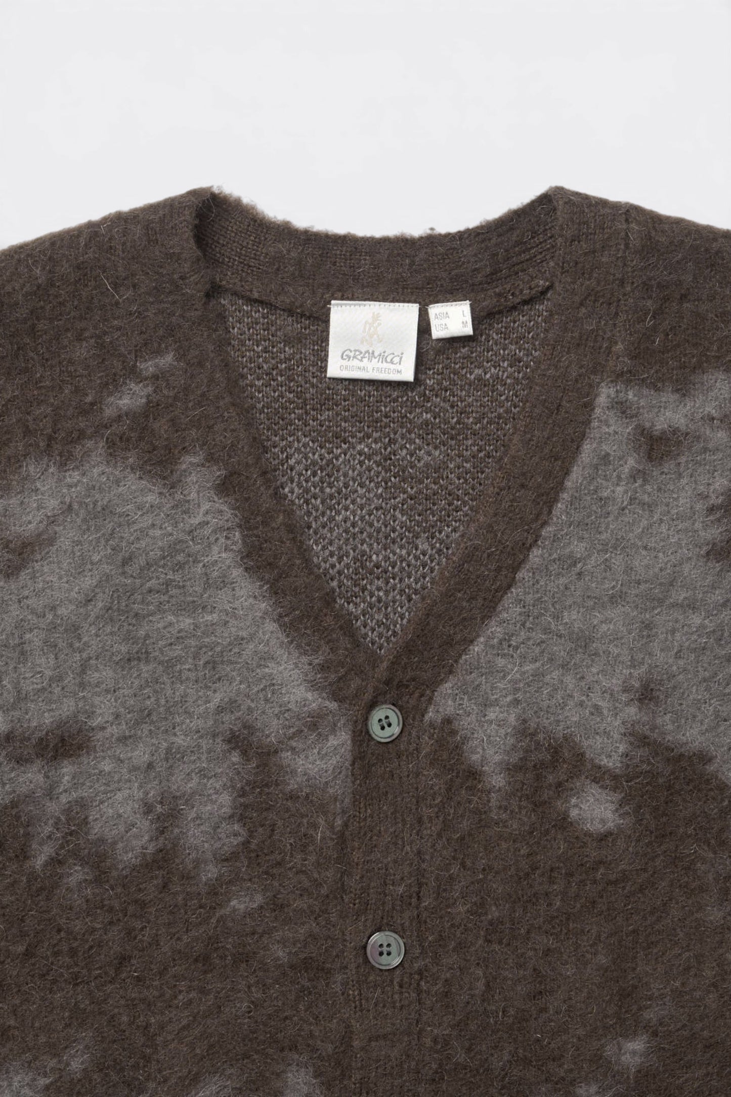 GRAMICCI Mohair Splatter Cardigan Slate | Cardigan Mohair Outdoor | Edgar Bdx