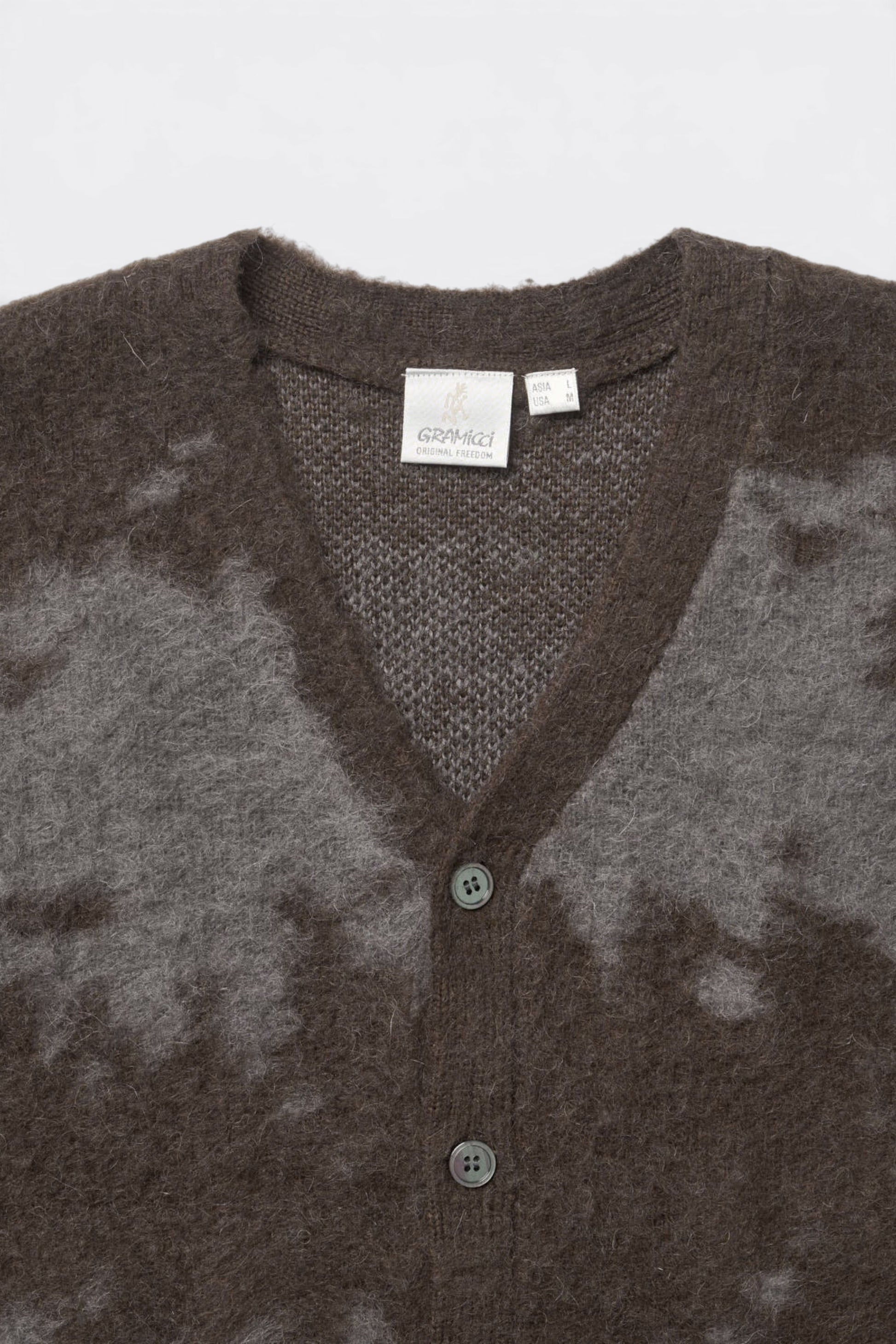 GRAMICCI Mohair Splatter Cardigan Slate | Cardigan Mohair Outdoor | Edgar Bdx