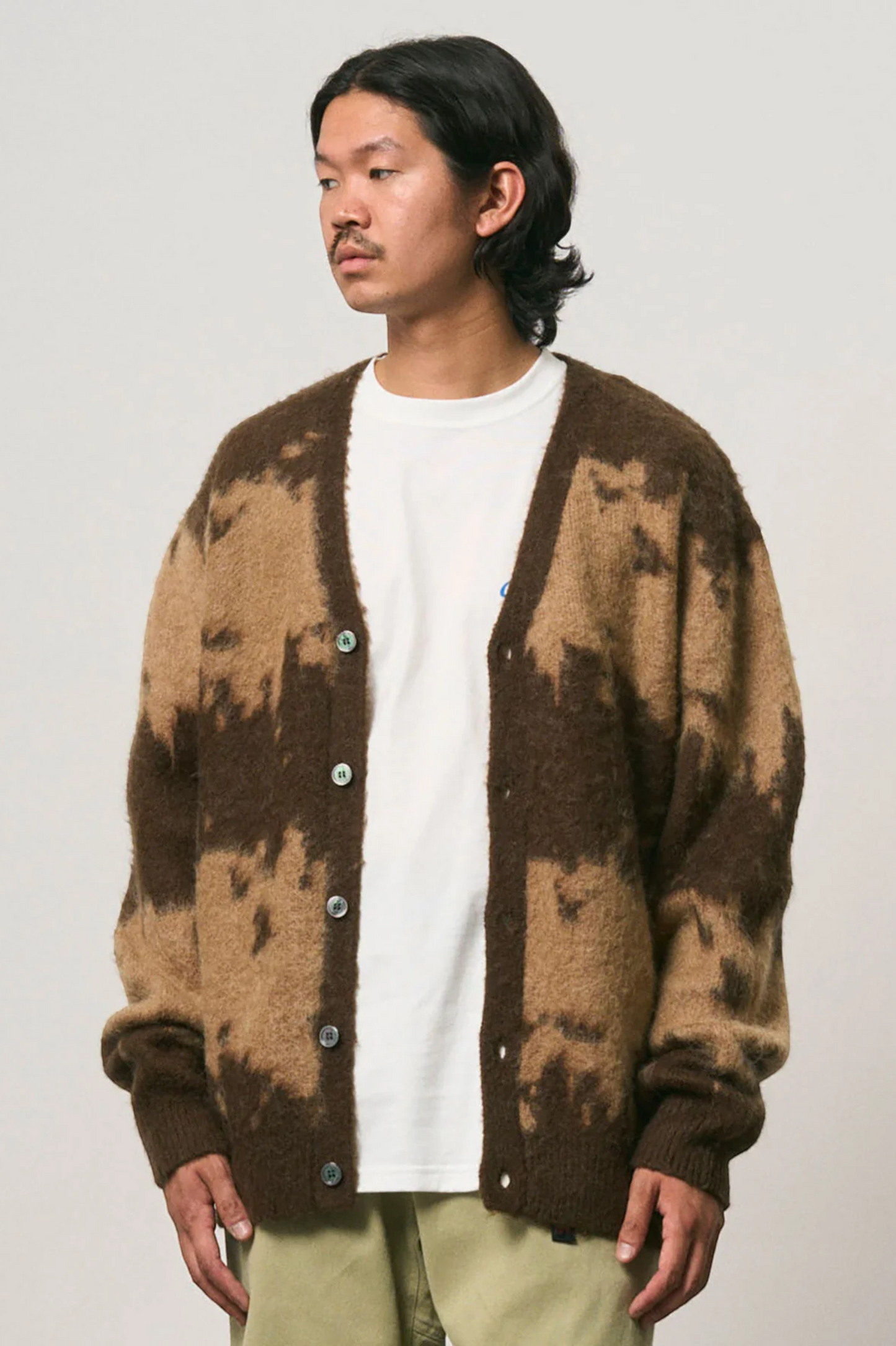 GRAMICCI Mohair Splatter Cardigan Taupe | Cardigan Mohair Outdoor | Edgar Bdx