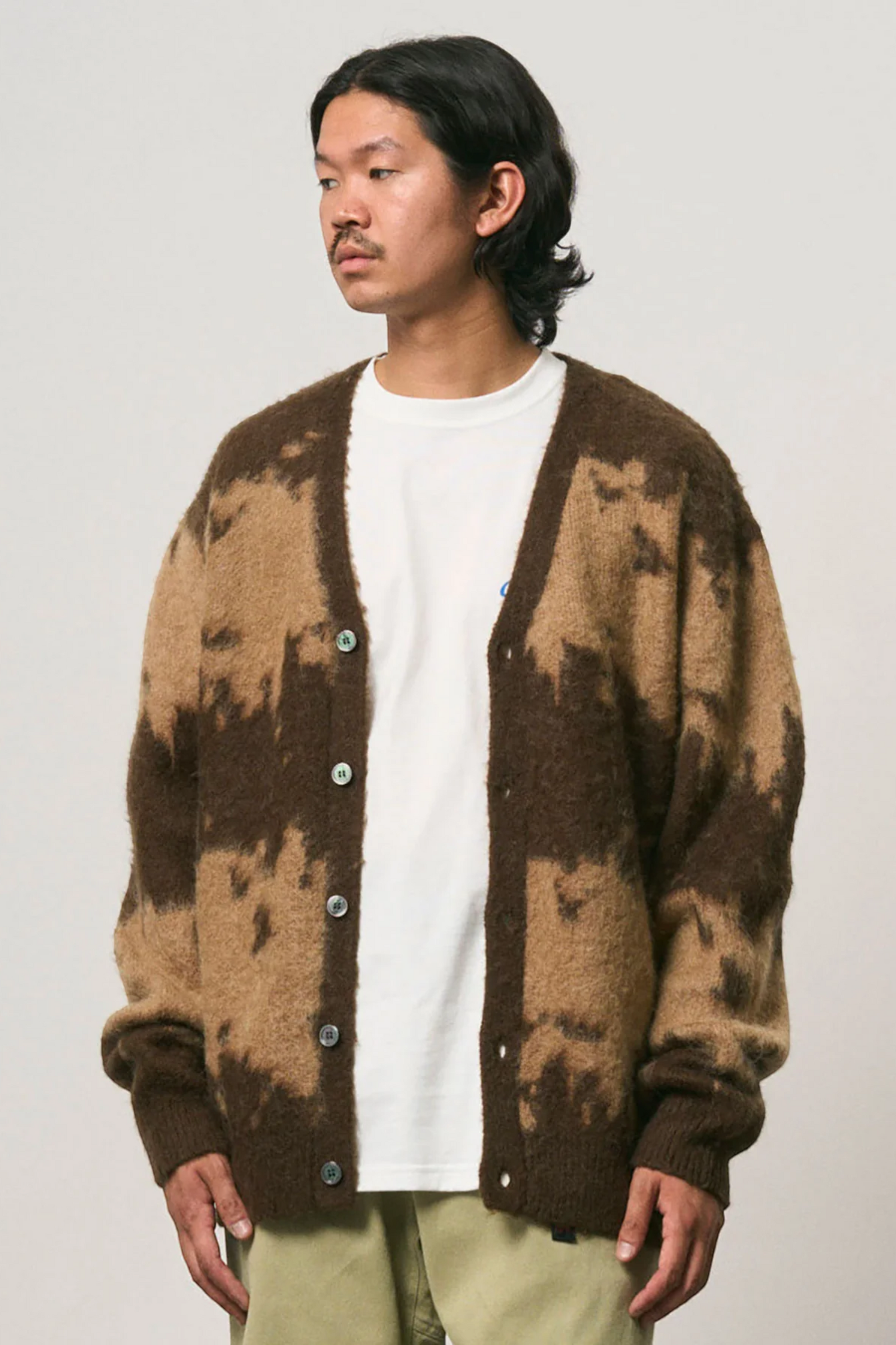 GRAMICCI Mohair Splatter Cardigan Taupe | Cardigan Mohair Outdoor | Edgar Bdx