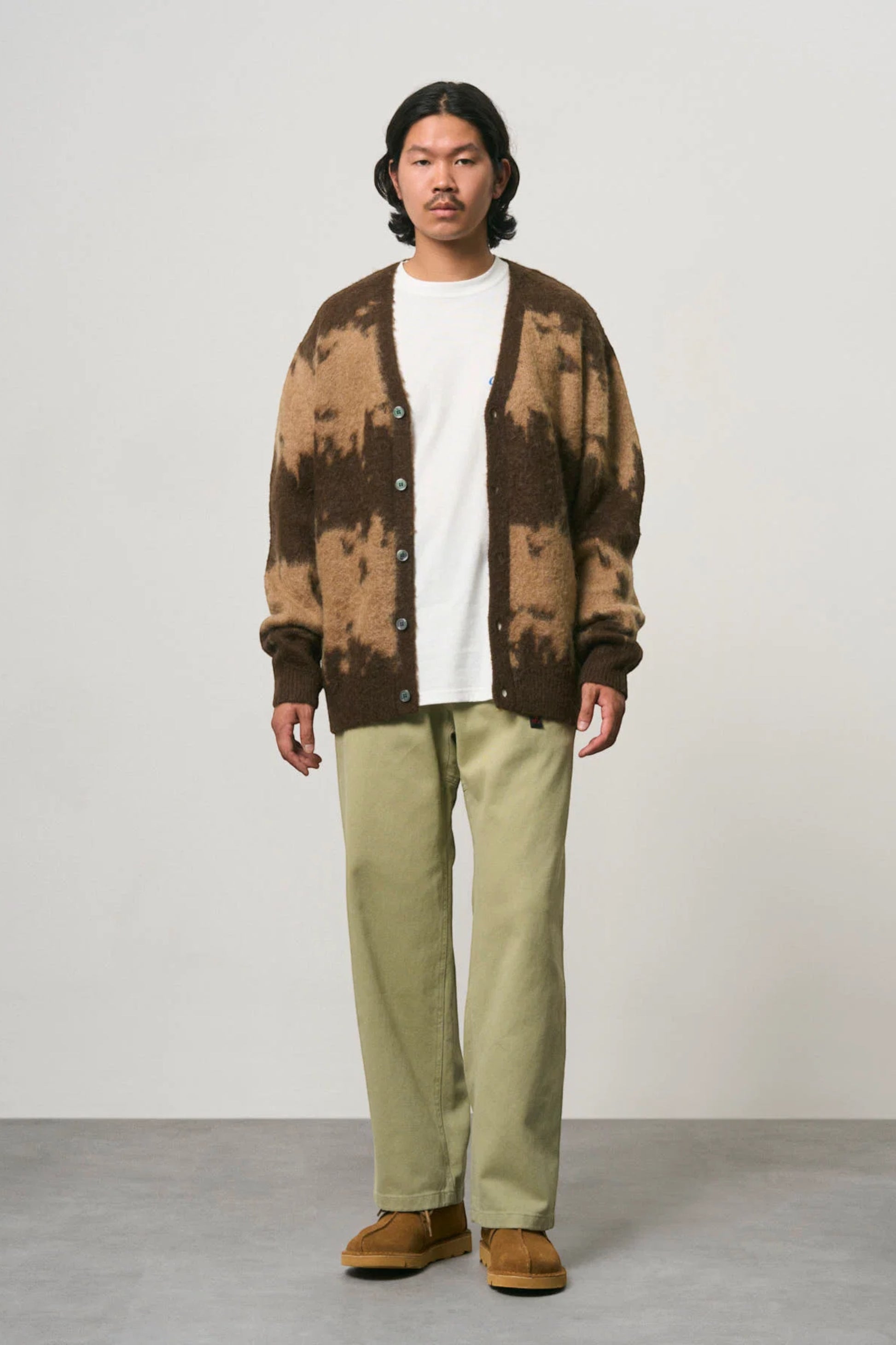 GRAMICCI Mohair Splatter Cardigan Taupe | Cardigan Mohair Outdoor | Edgar Bdx