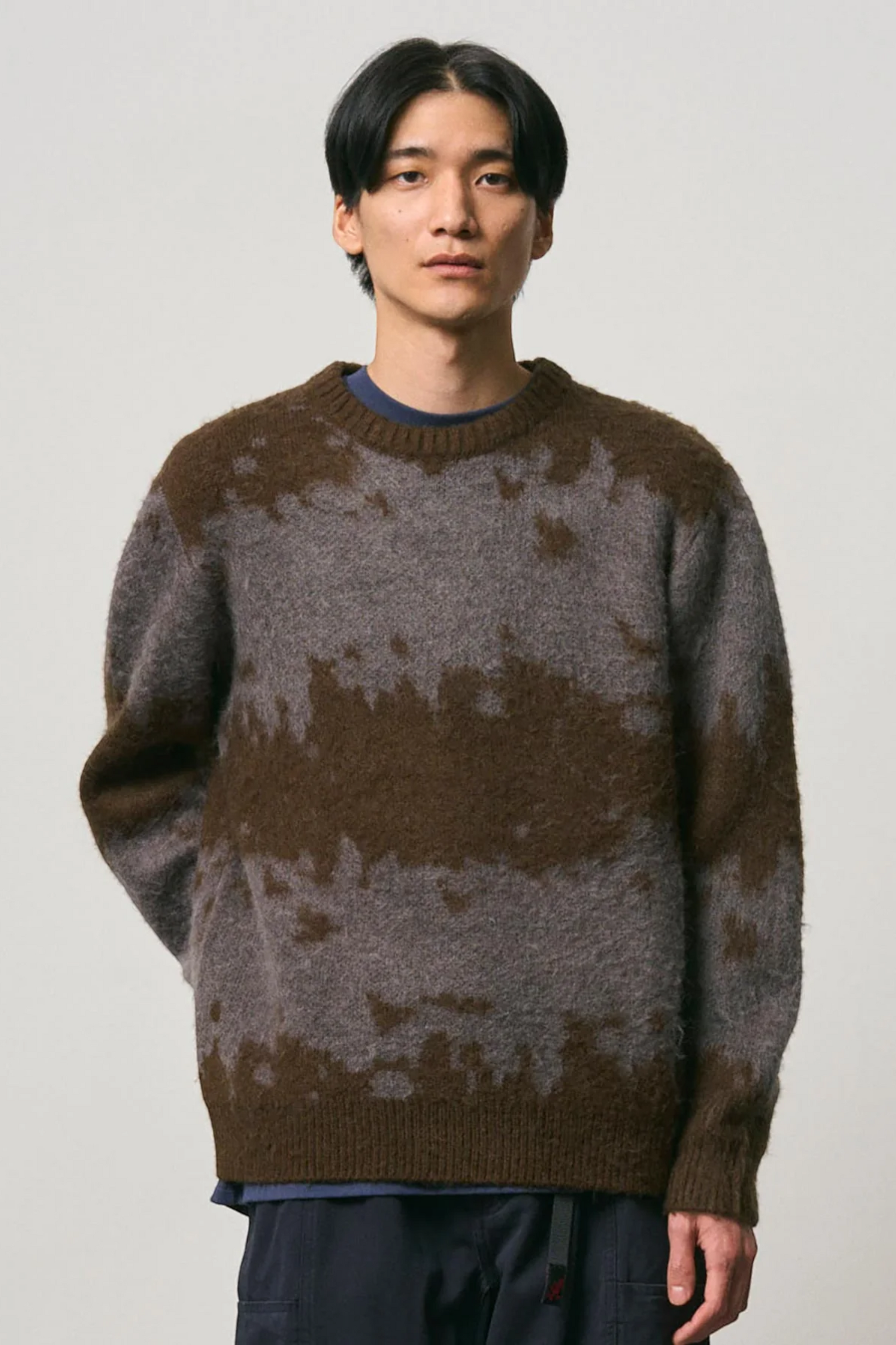 GRAMICCI Mohair Splatter Sweater Slate | Pull Mohair Outdoor | Edgar Bdx