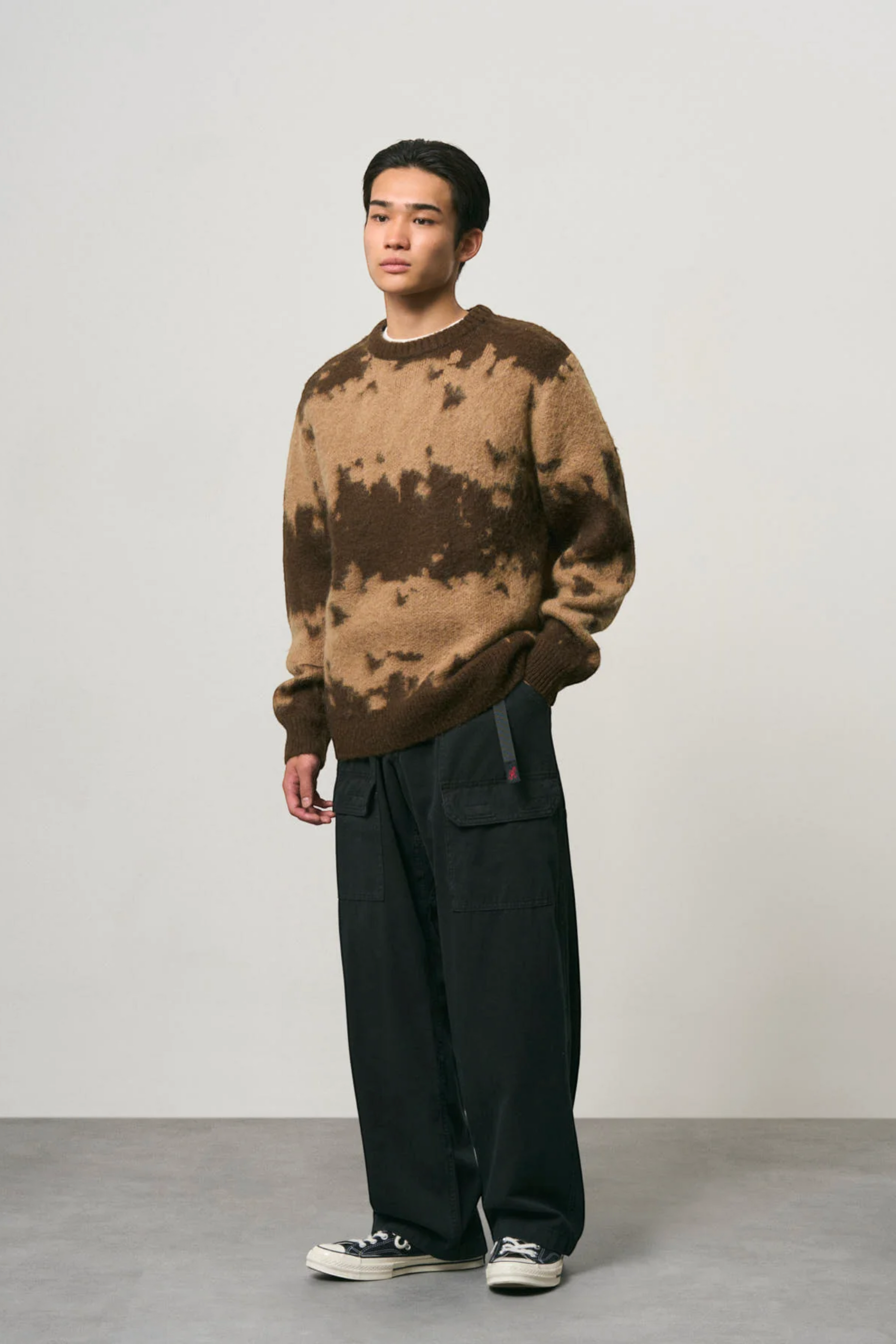 GRAMICCI Mohair Splatter Sweater Taupe | Pull Mohair Outdoor | Edgar Bdx