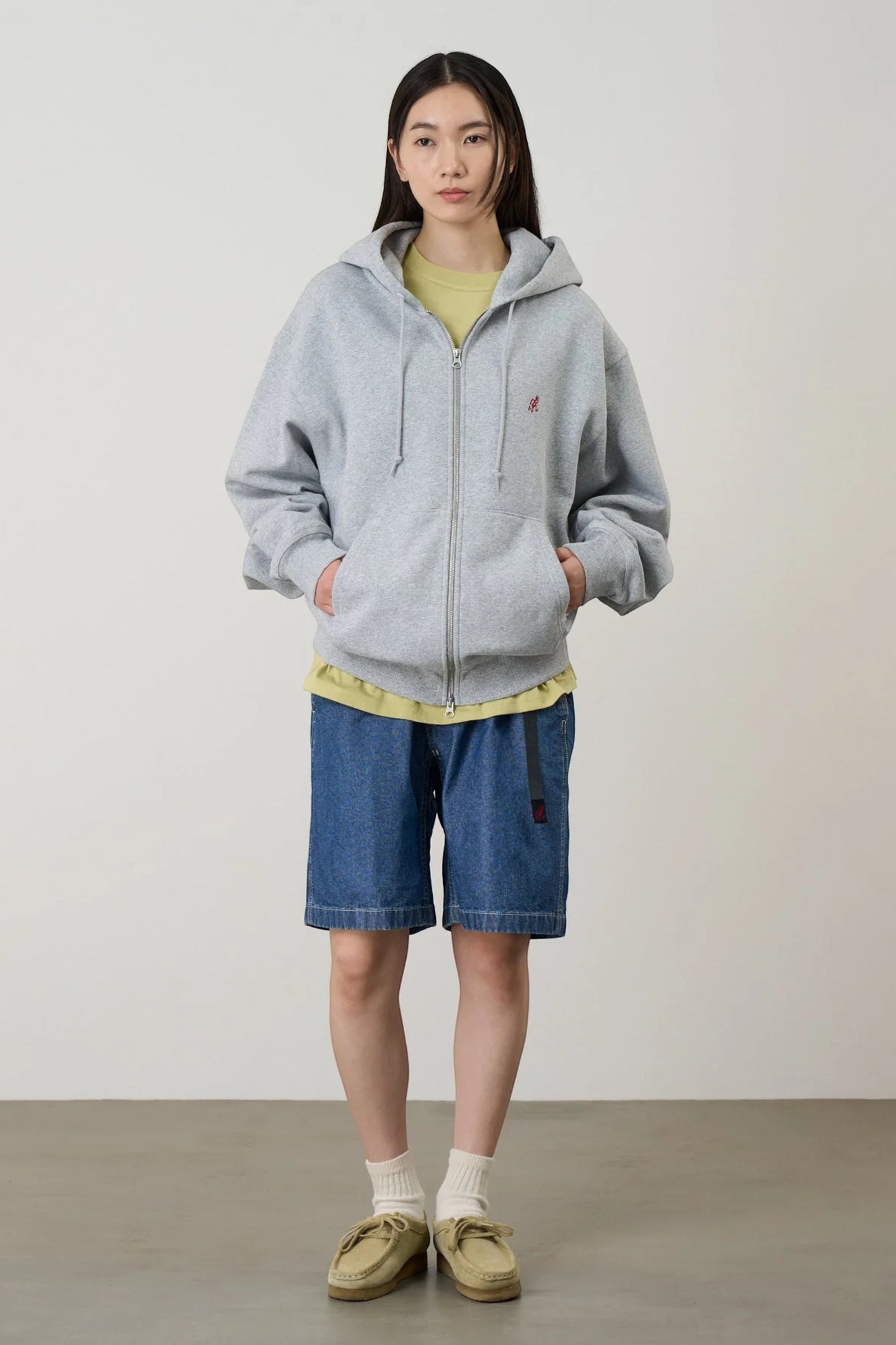 GRAMICCI One Point Zip Hooded Sweatshirt Grey Heather | Sweatshirt Coton Polyester Outdoor | Edgar Bdx