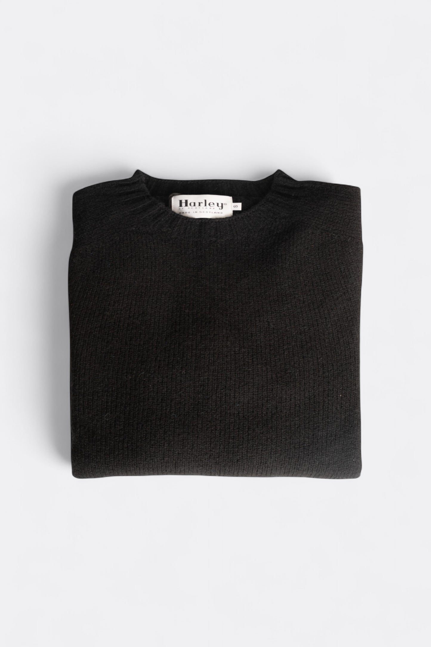 Harley of Scotland Pull Shetland Col Rond Black | Pull Laine Écosse | Edgar Bdx