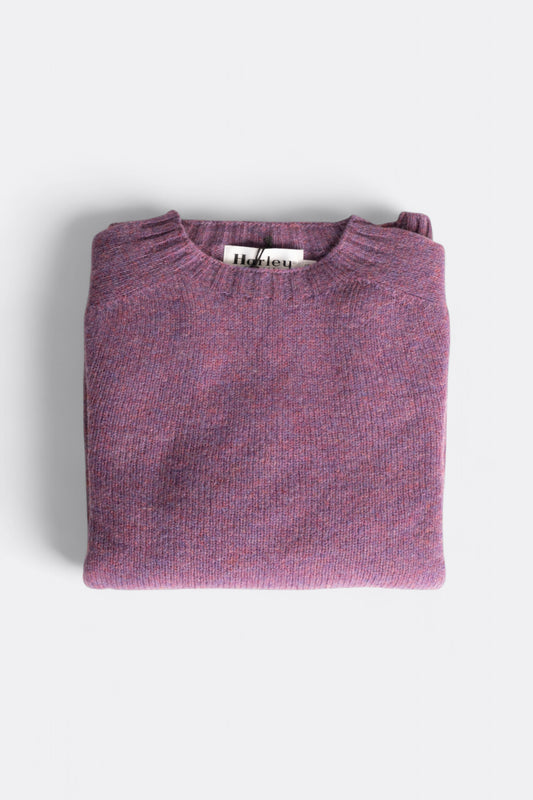 Harley of Scotland Pull Shetland Col Rond Calluna | Pull Laine Écosse | Edgar Bdx