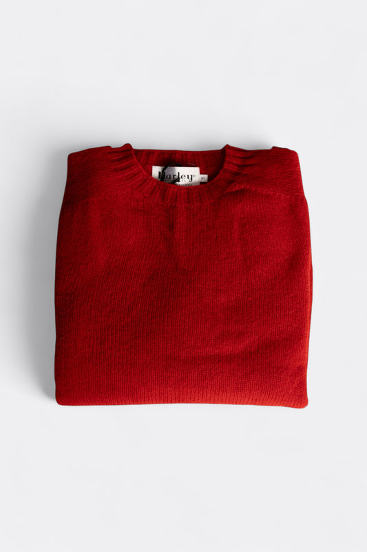 Harley of Scotland Pull Shetland Col Rond Cardinal | Pull Laine Écosse | Edgar Bdx