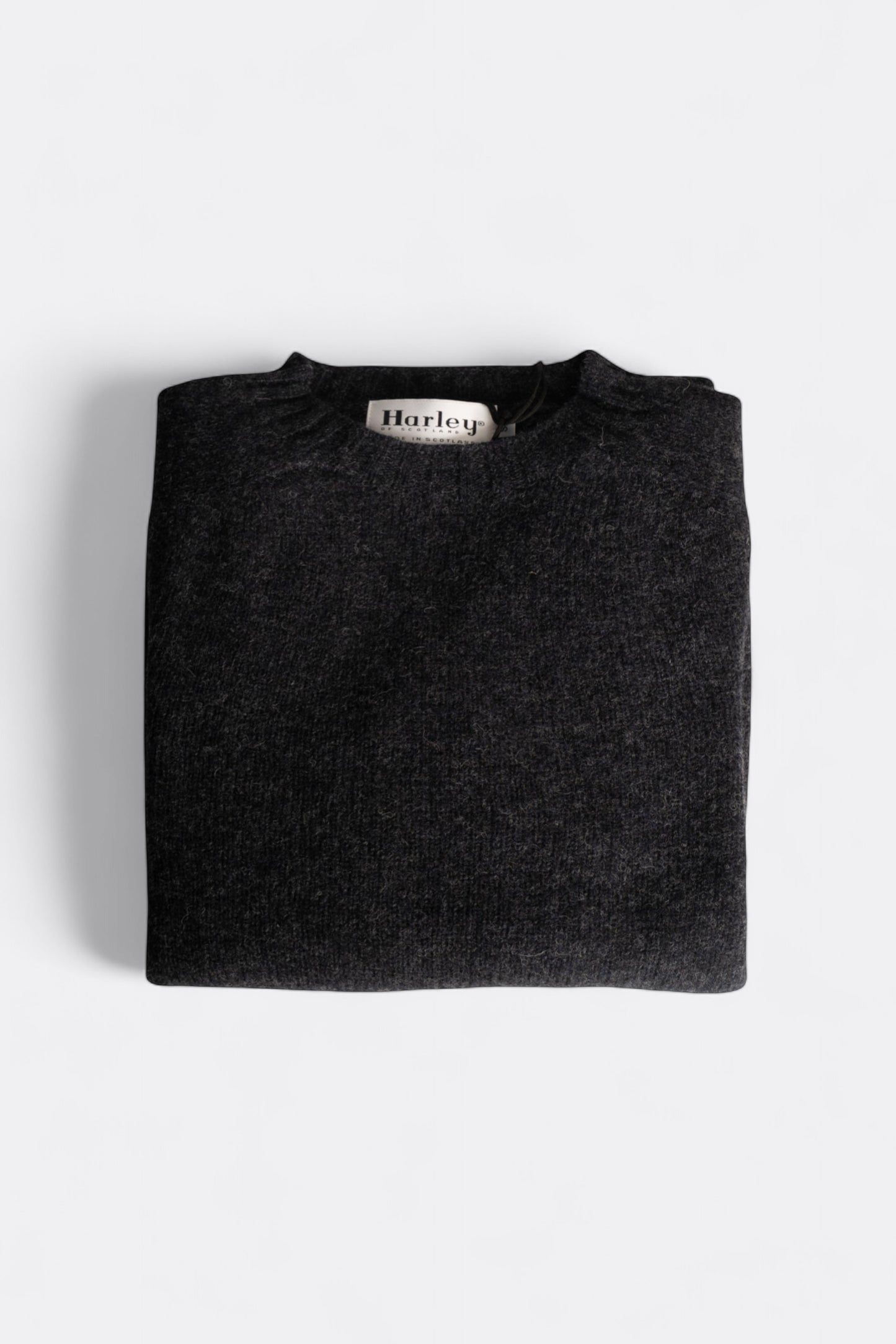 Harley Of Scotland - Pull Shetland Col Rond (Charcoal)