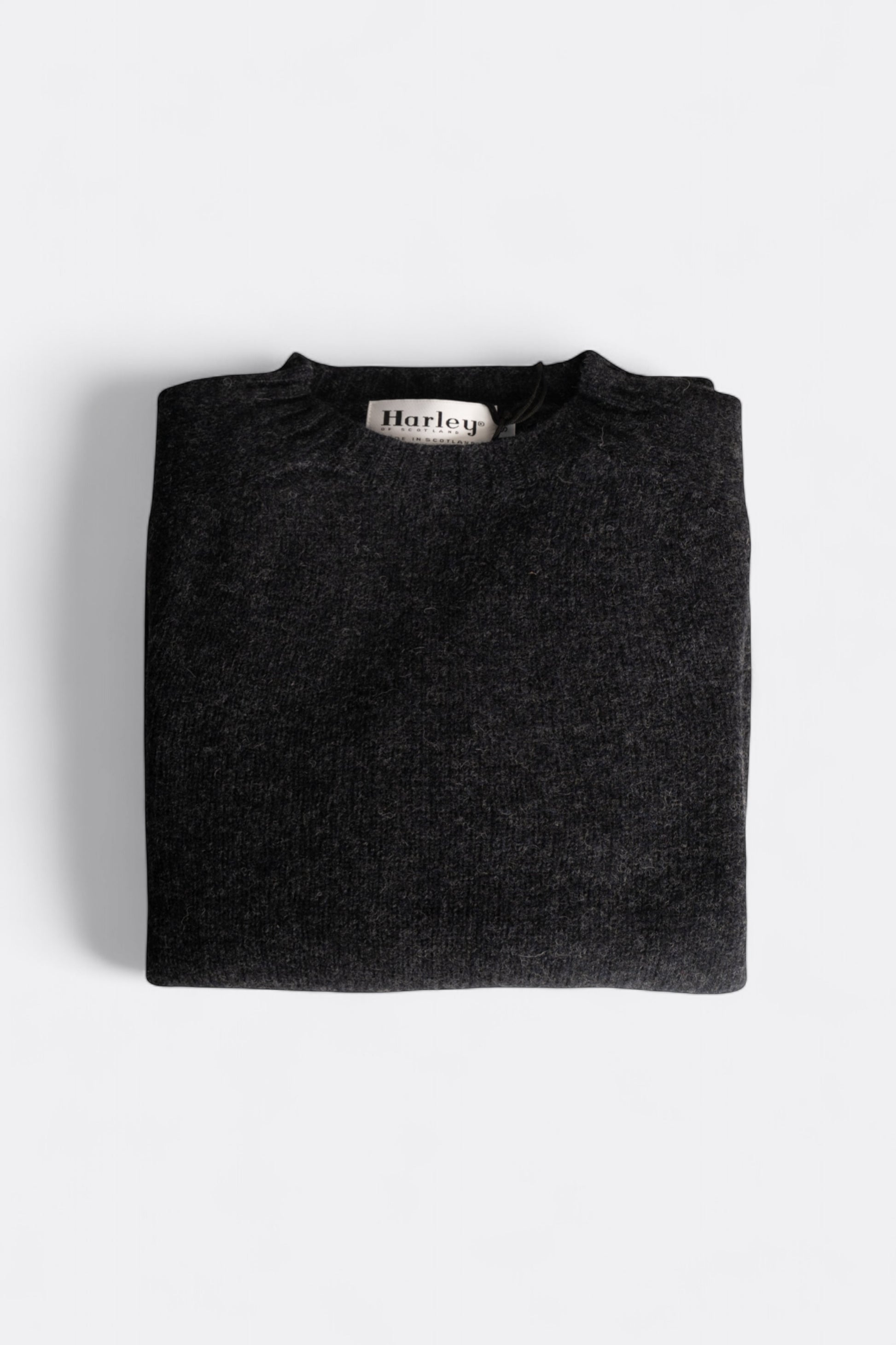 Harley Of Scotland - Pull Shetland Col Rond (Charcoal)