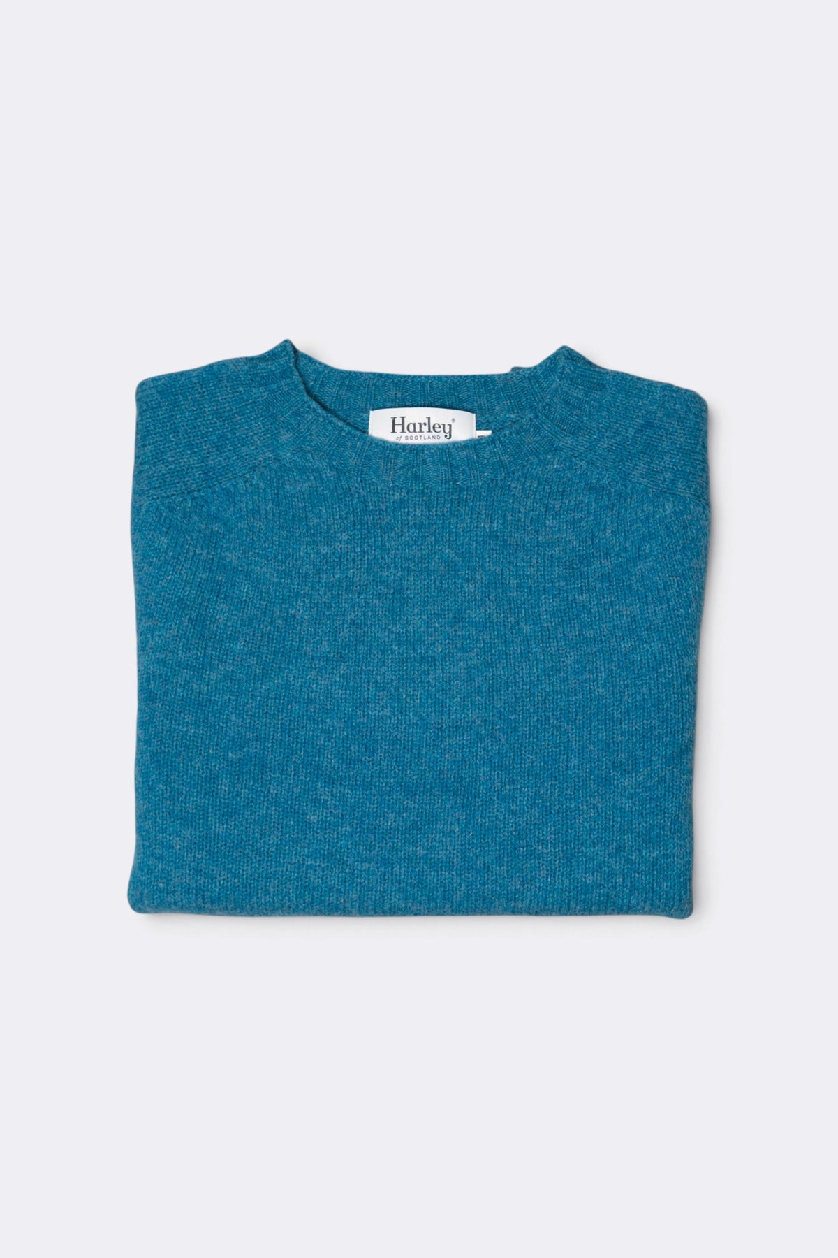 HARLEY OF SCOTLAND Pull Shetland Col Rond Cobalt | Edgar Bdx