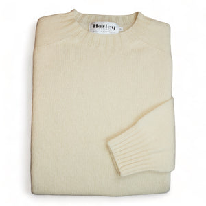 Harley Of Scotland - Pull Shetland Col Rond (Cream)