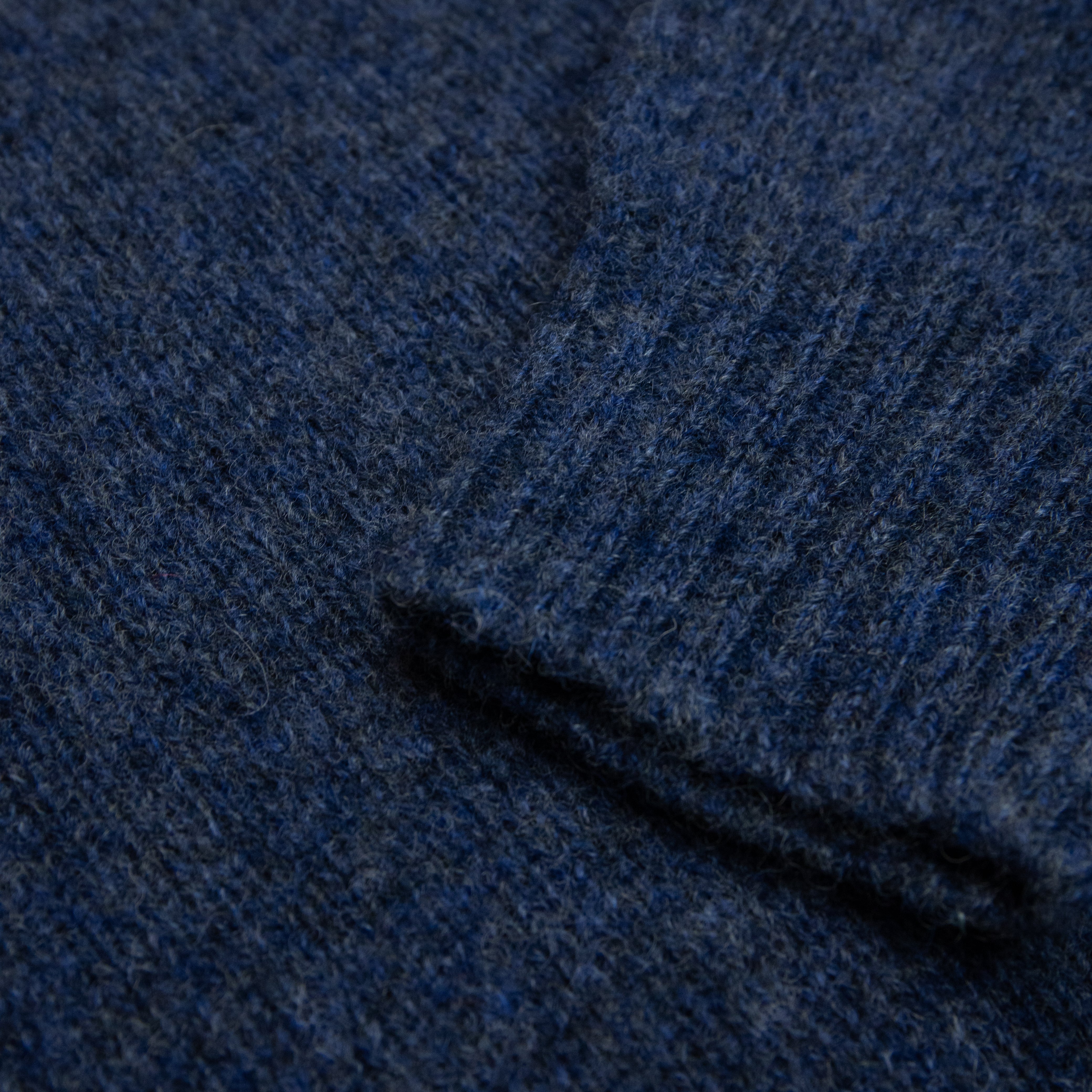Harley Of Scotland - Pull Shetland Col Rond (Denim)