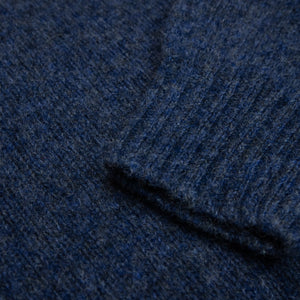Harley Of Scotland - Pull Shetland Col Rond (Denim)