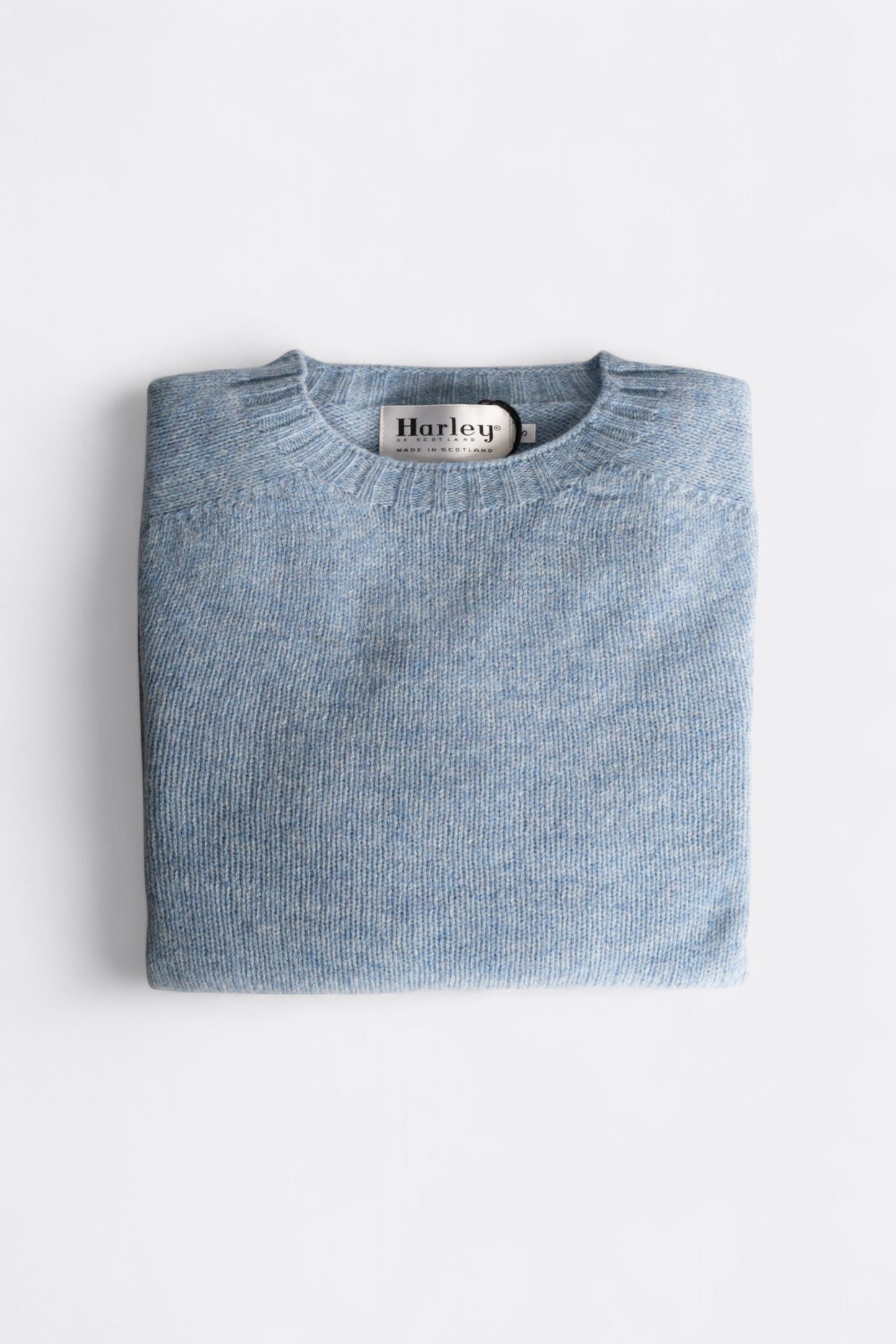 Harley Of Scotland - Pull Shetland Col Rond (Glacier)