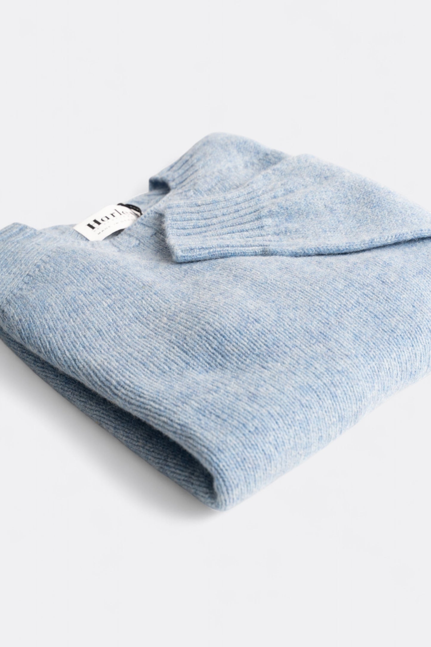 Harley Of Scotland - Pull Shetland Col Rond (Glacier)