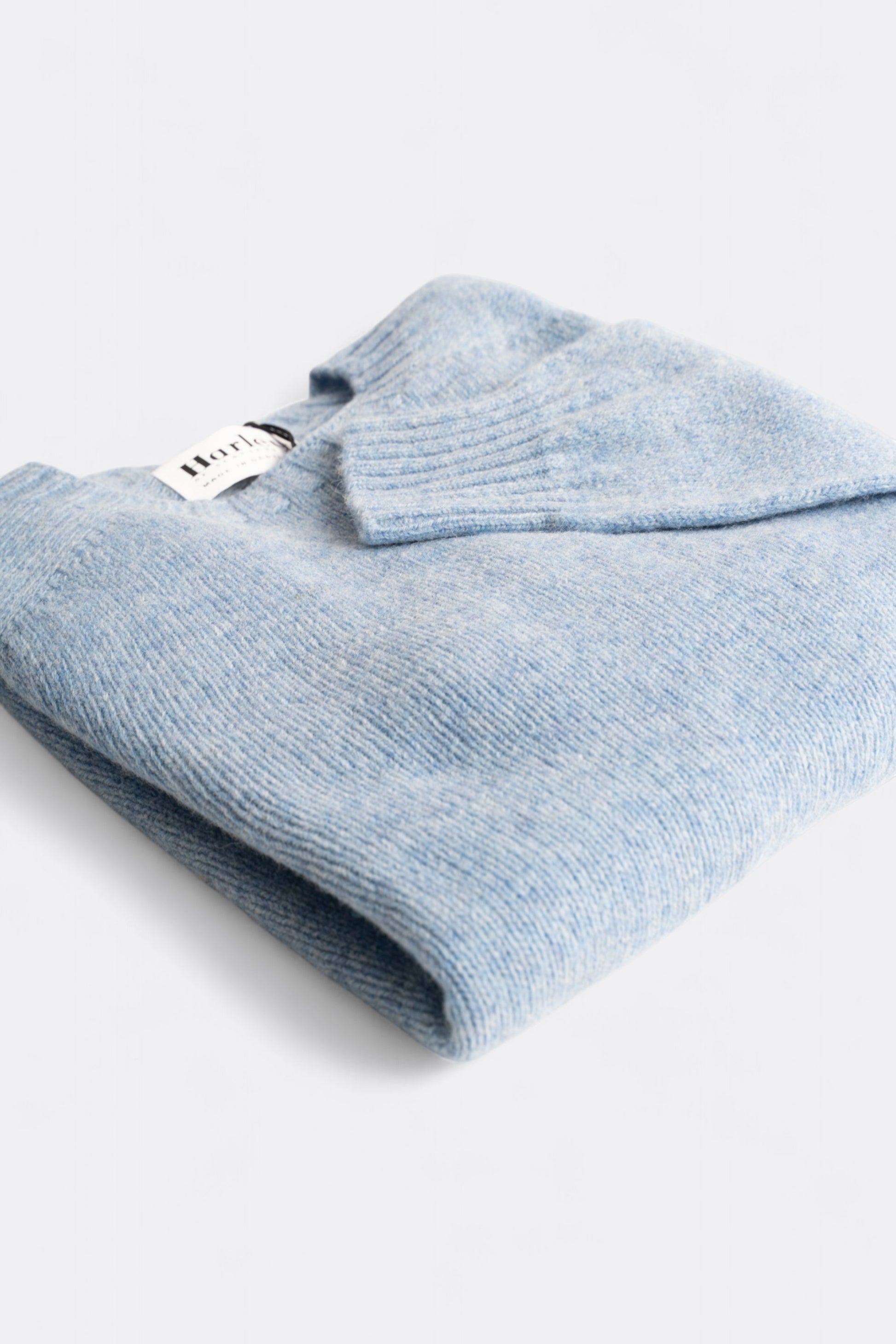 Harley Of Scotland - Pull Shetland Col Rond (Glacier)