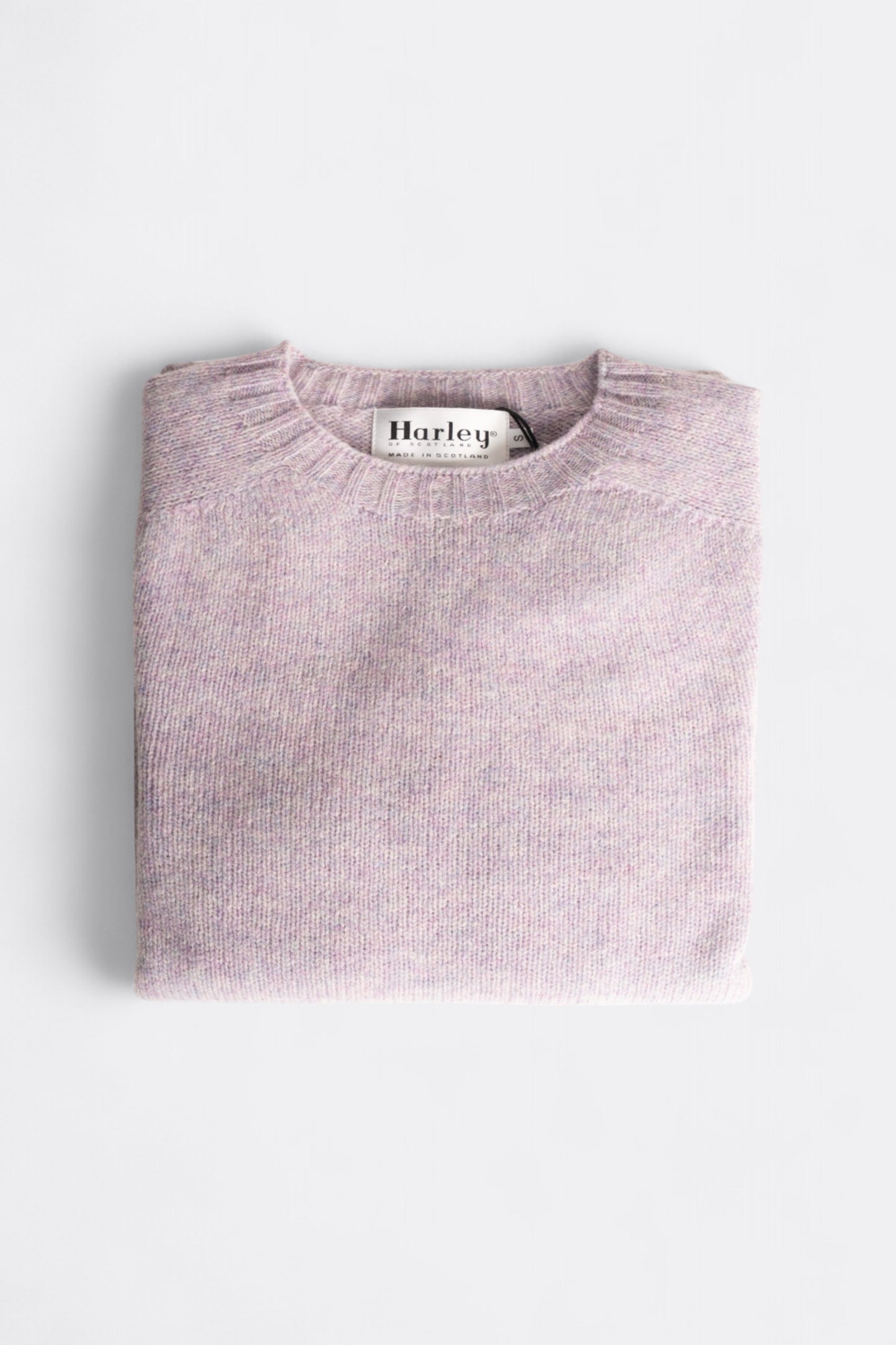 Harley of Scotland Pull Shetland Col Rond Heliotrope | Pull Laine Écosse | Edgar Bdx