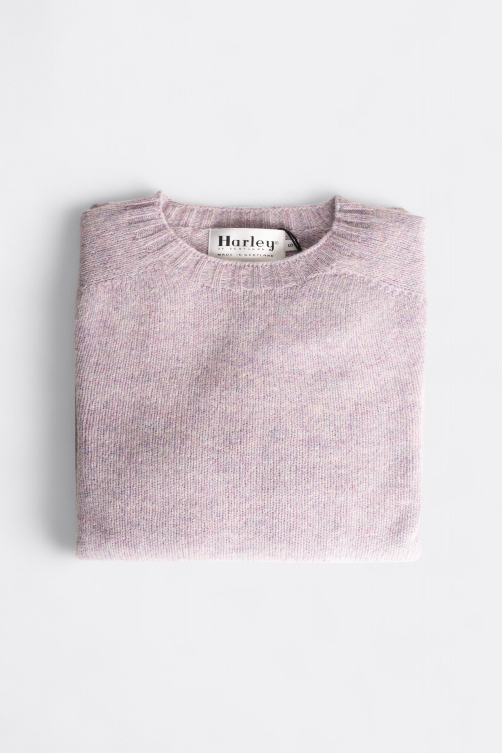 Harley of Scotland Pull Shetland Col Rond Heliotrope | Pull Laine Écosse | Edgar Bdx