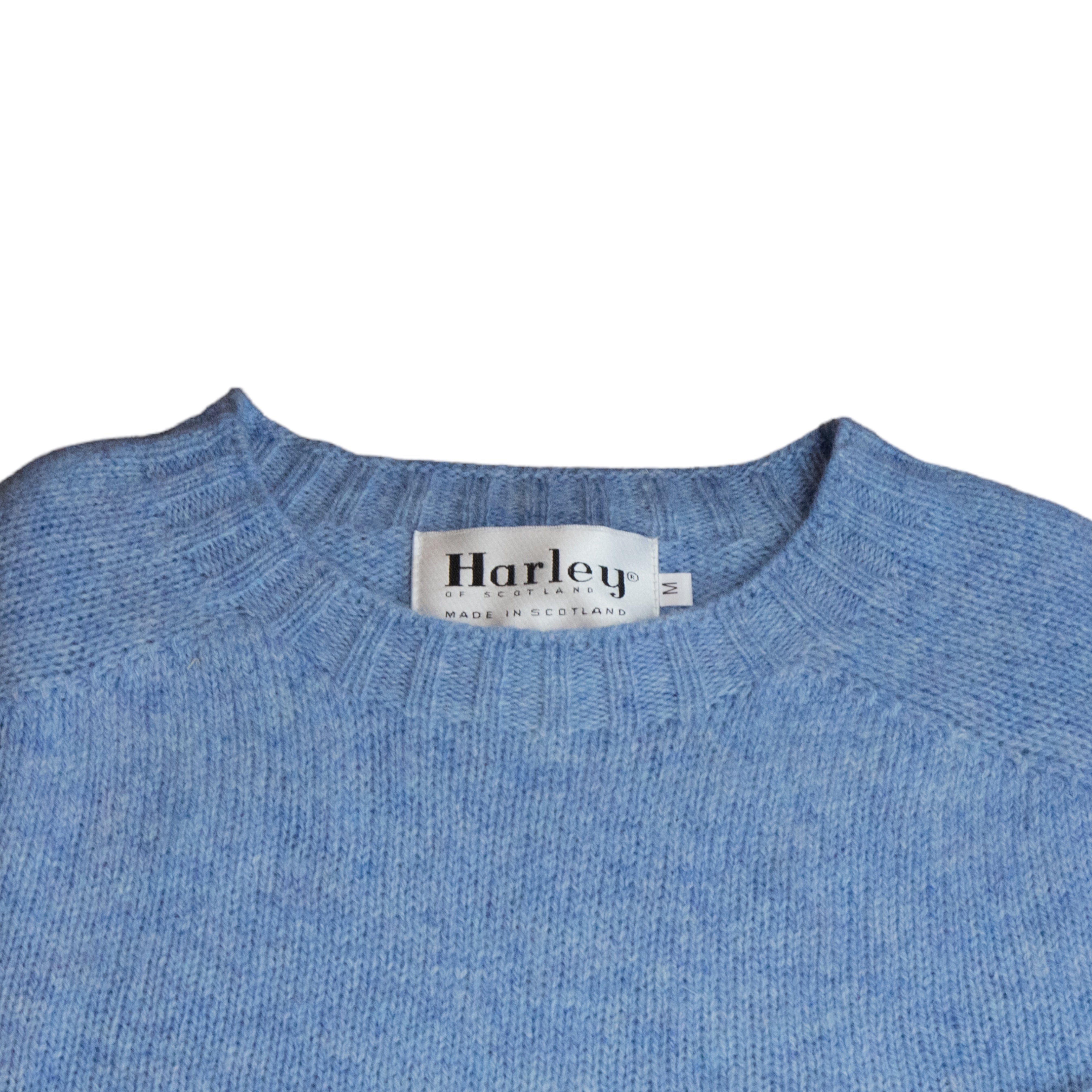 Harley Of Scotland - Pull Shetland Col Rond (Ice Sea)