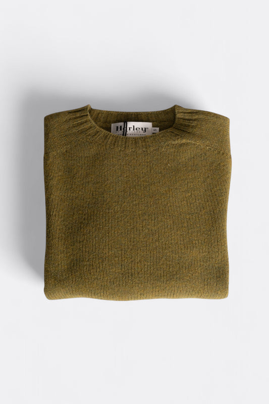 Harley Of Scotland - Pull Shetland Col Rond (Lichen)