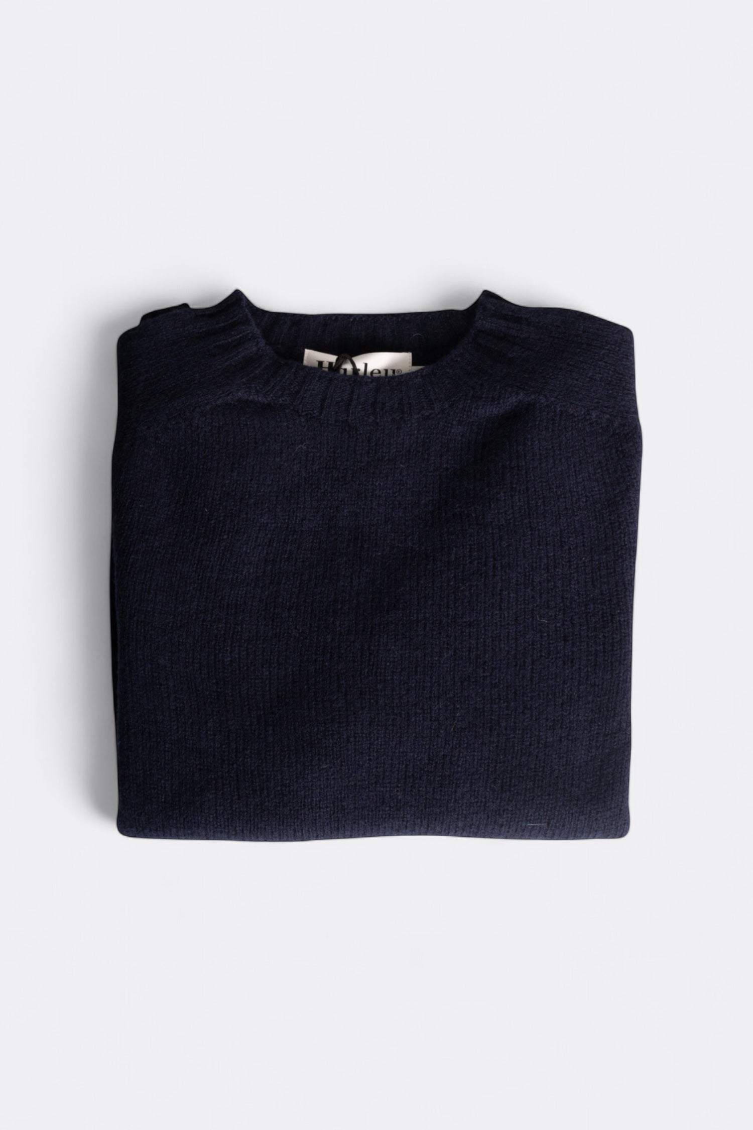 Harley Of Scotland - Pull Shetland Col Rond (Navy)