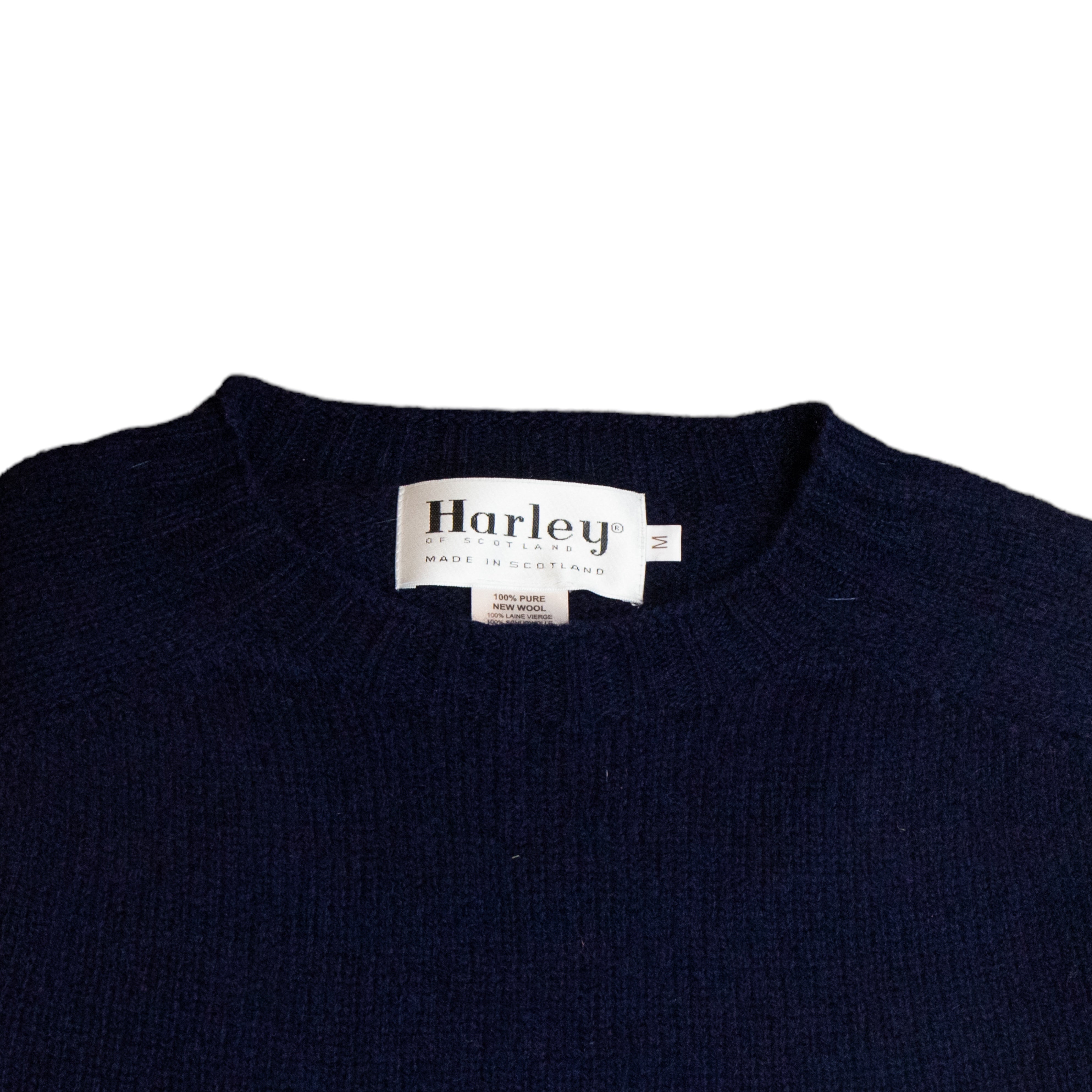 Harley Of Scotland - Pull Shetland Col Rond (New Navy)