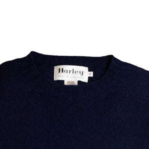 Harley Of Scotland - Pull Shetland Col Rond (New Navy)