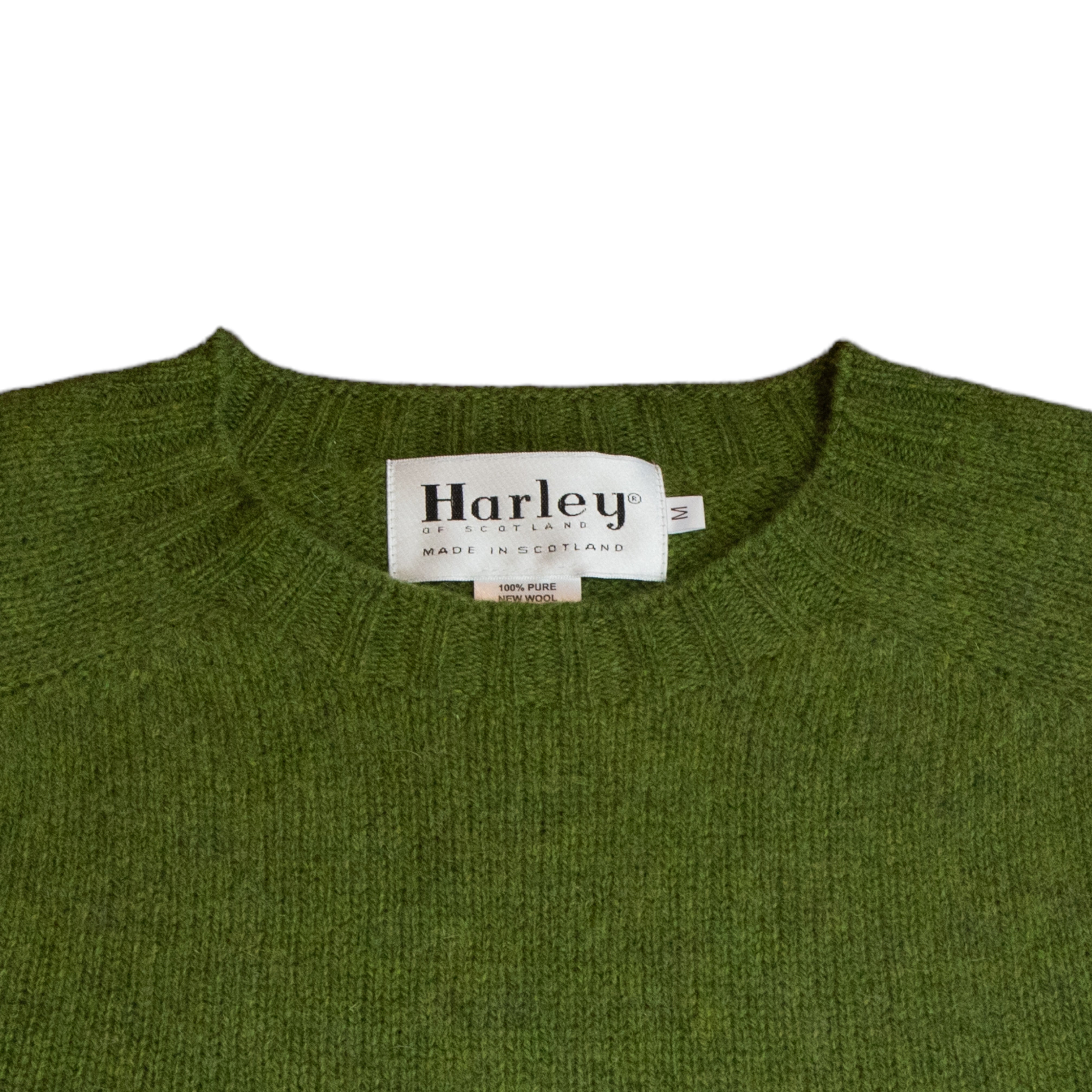 Harley Of Scotland - Pull Shetland Col Rond (Olive Grove)