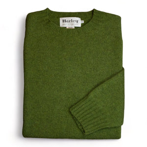 Harley Of Scotland - Pull Shetland Col Rond (Olive Grove)