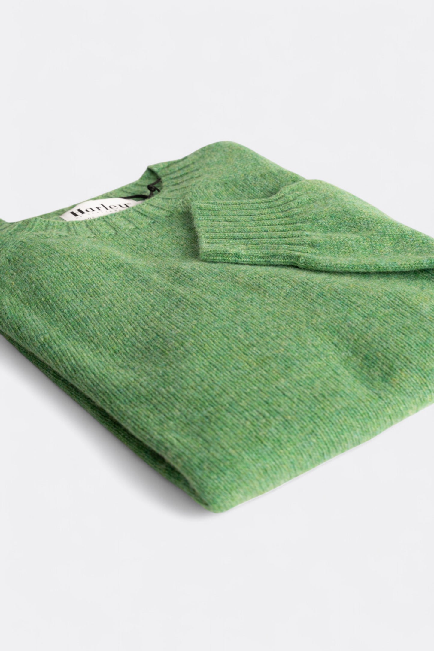 Harley Of Scotland - Pull Shetland Col Rond (Parsley)