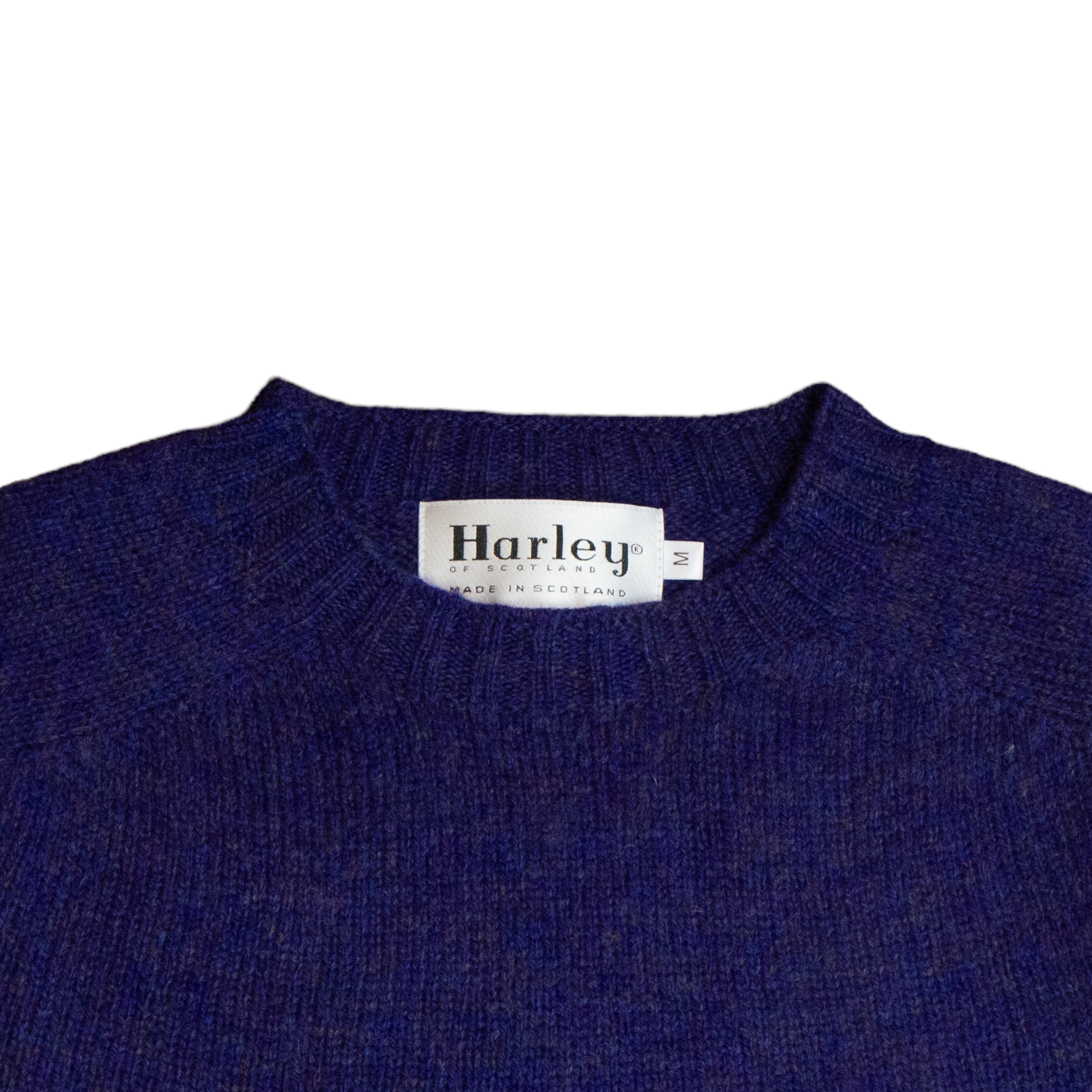 Harley Of Scotland - Pull Shetland Col Rond (Royal Violet)