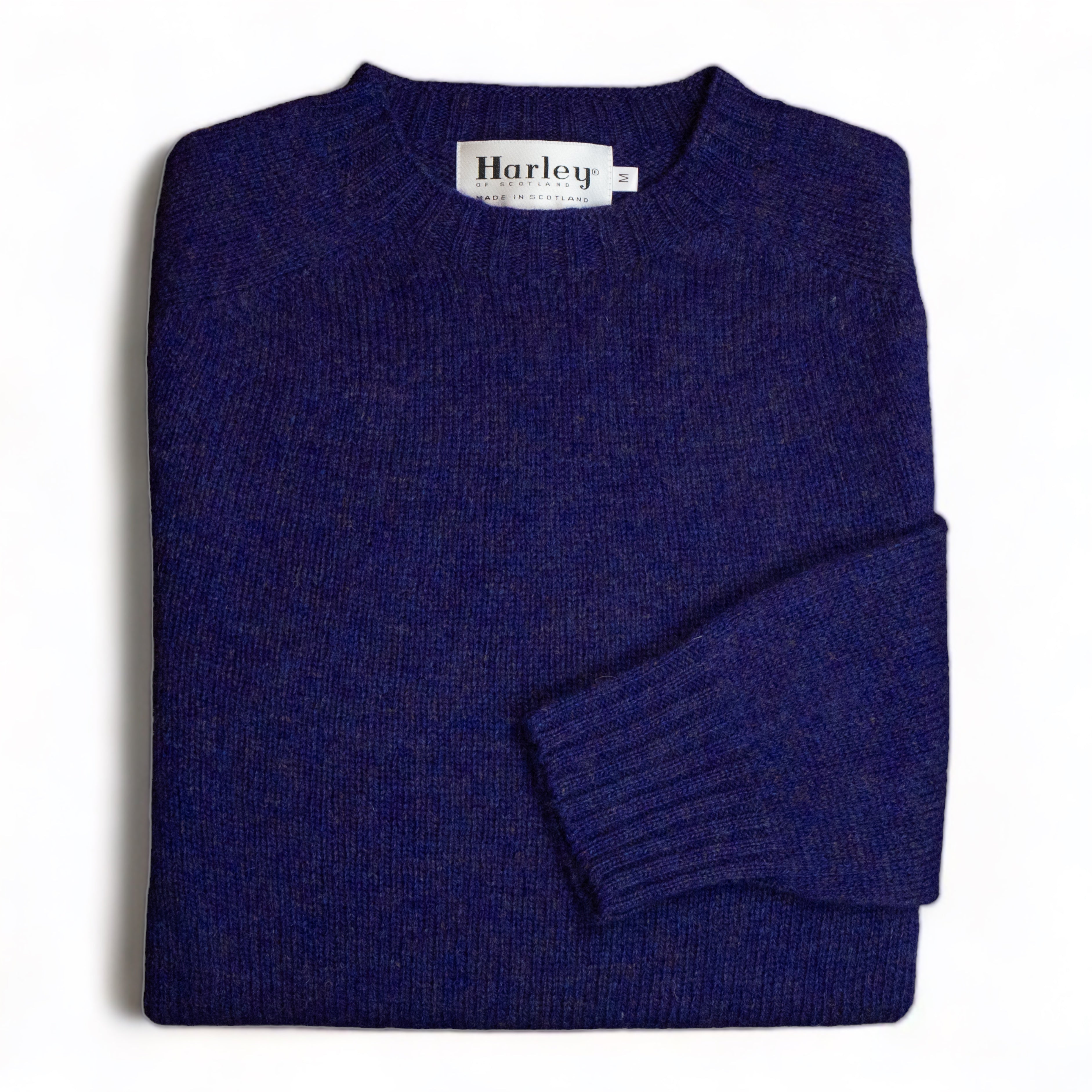Harley Of Scotland - Pull Shetland Col Rond (Royal Violet)