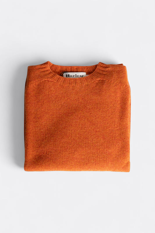 Harley of Scotland Pull Shetland Col Rond Satsuma | Pull Laine Écosse | Edgar Bdx