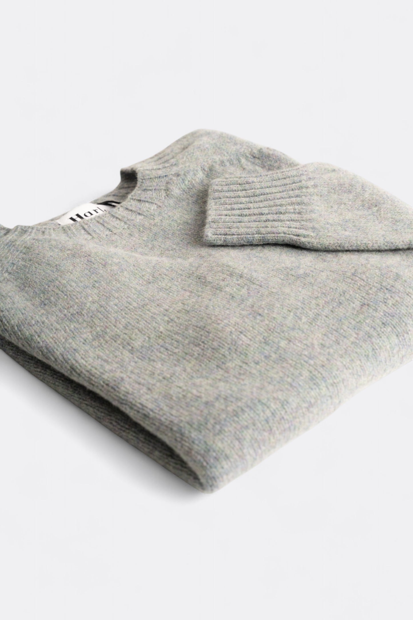 Harley Of Scotland - Pull Shetland Col Rond (Sea Glass)