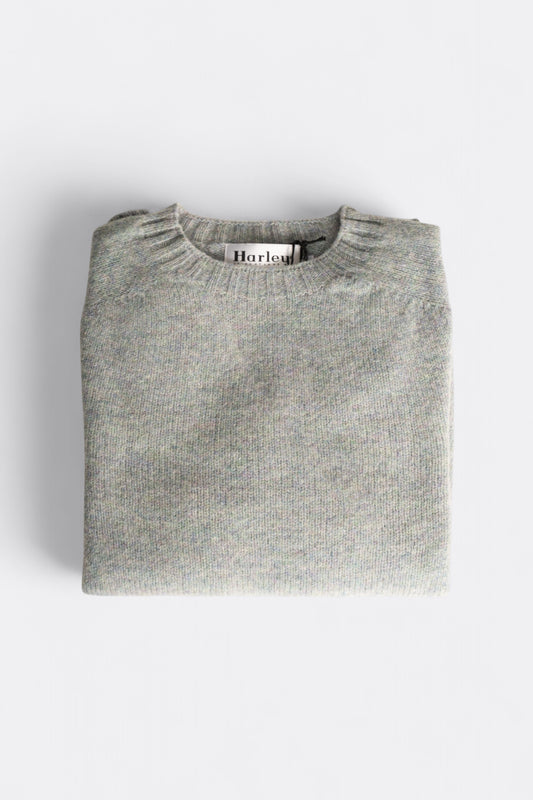 Harley of Scotland Pull Shetland Col Rond Sea Glass | Pull Laine Écosse | Edgar Bdx