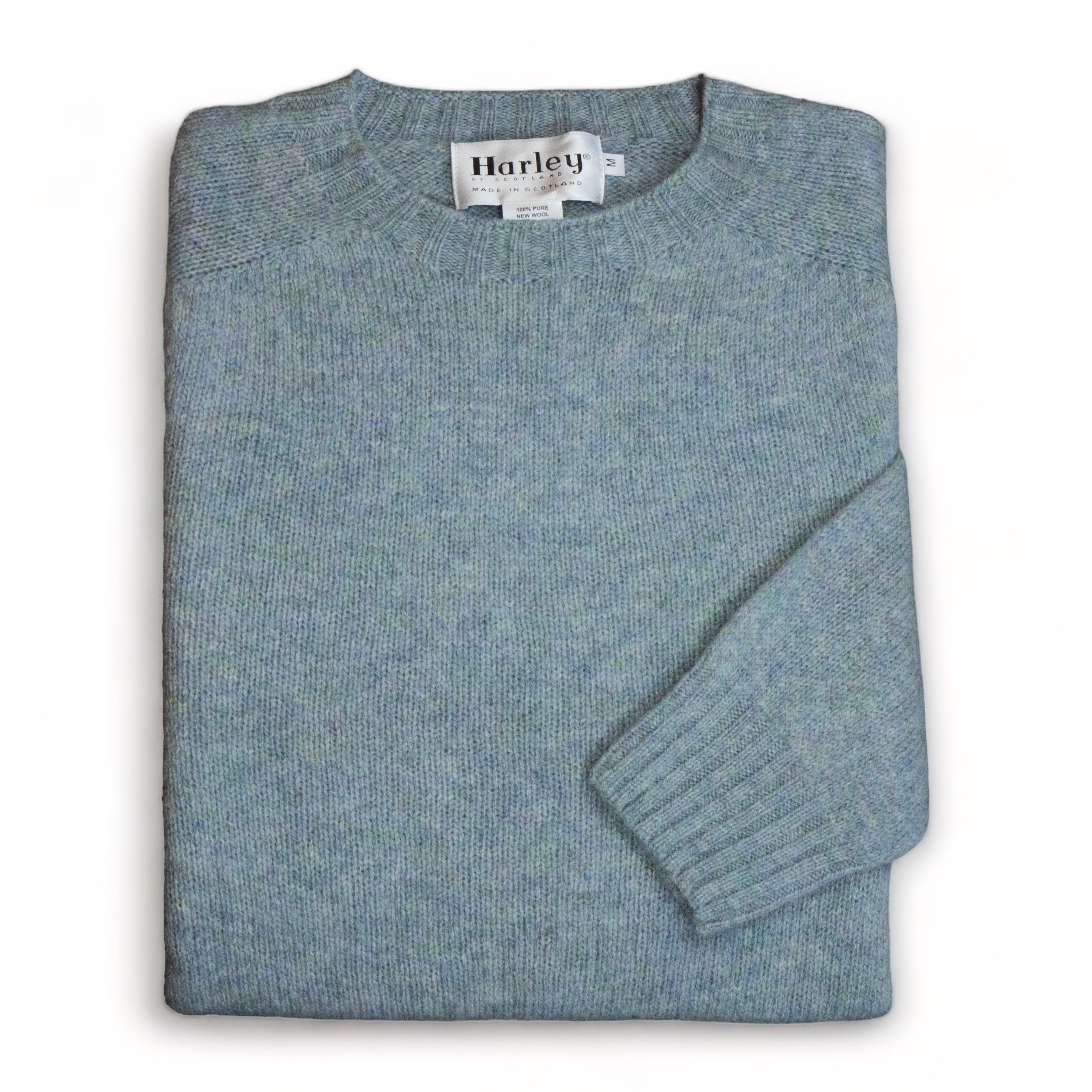 Harley Of Scotland - Pull Shetland Col Rond (Sea Pearl)