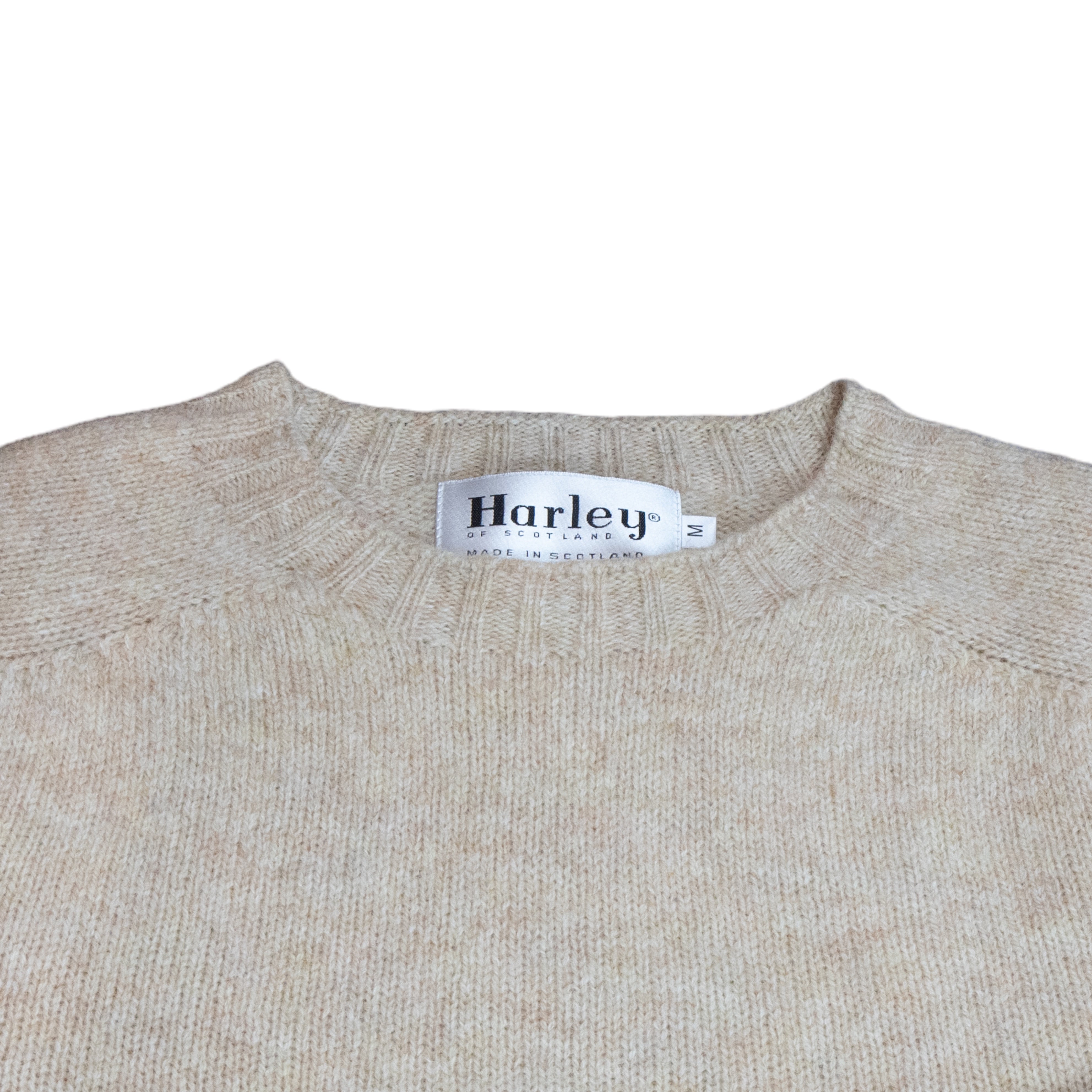 Harley Of Scotland - Pull Shetland Col Rond (Tusk)
