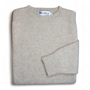 Harley Of Scotland - Pull Shetland Col Rond (Tusk)