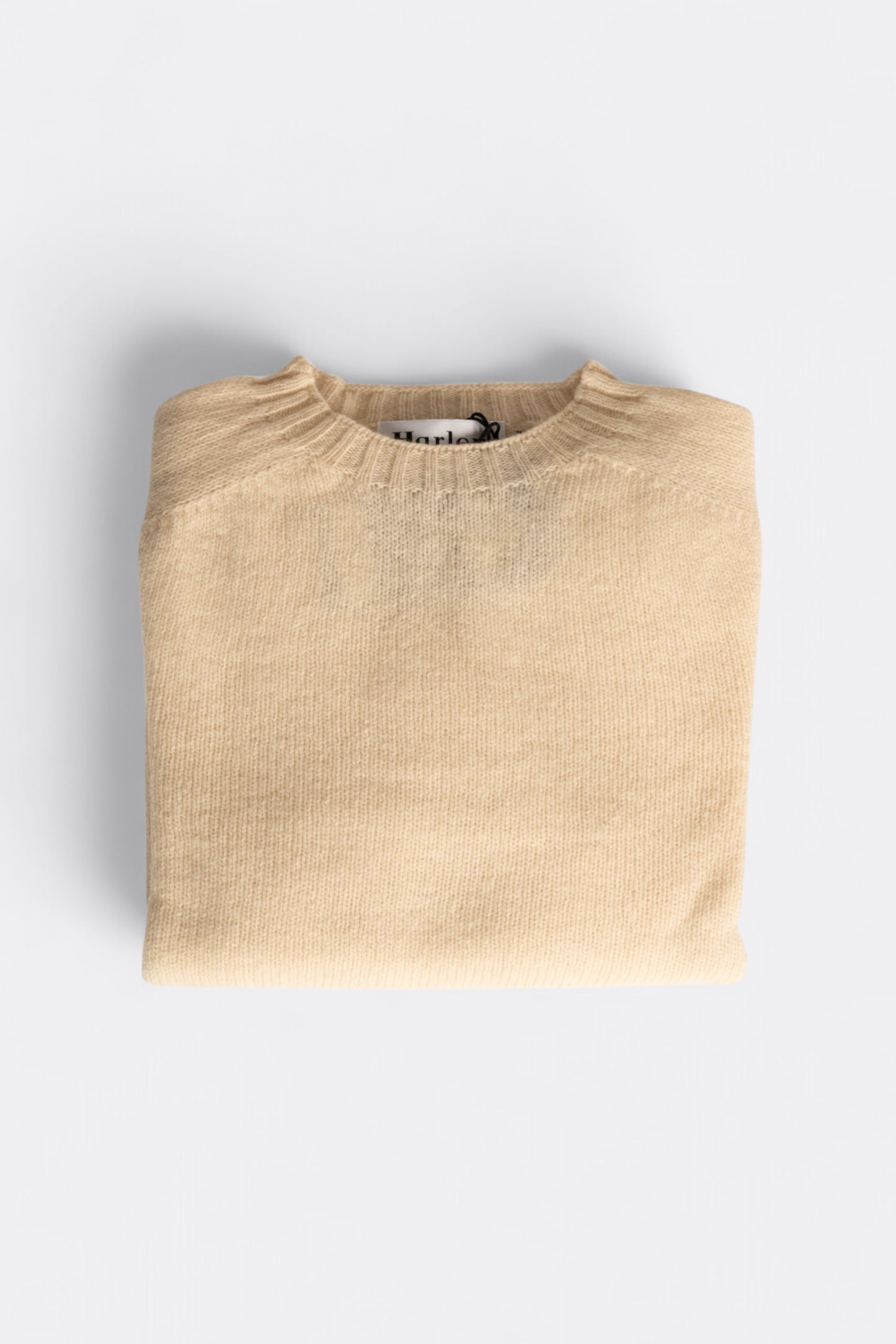 Harley of Scotland Pull Shetland Col Rond Vanilla | Pull Laine Écosse | Edgar Bdx