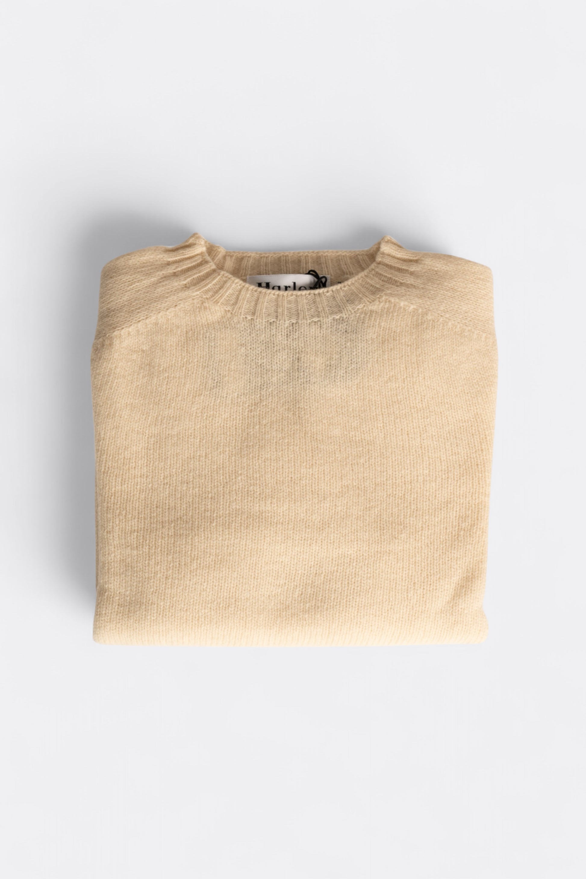 Harley of Scotland Pull Shetland Col Rond Vanilla | Pull Laine Écosse | Edgar Bdx