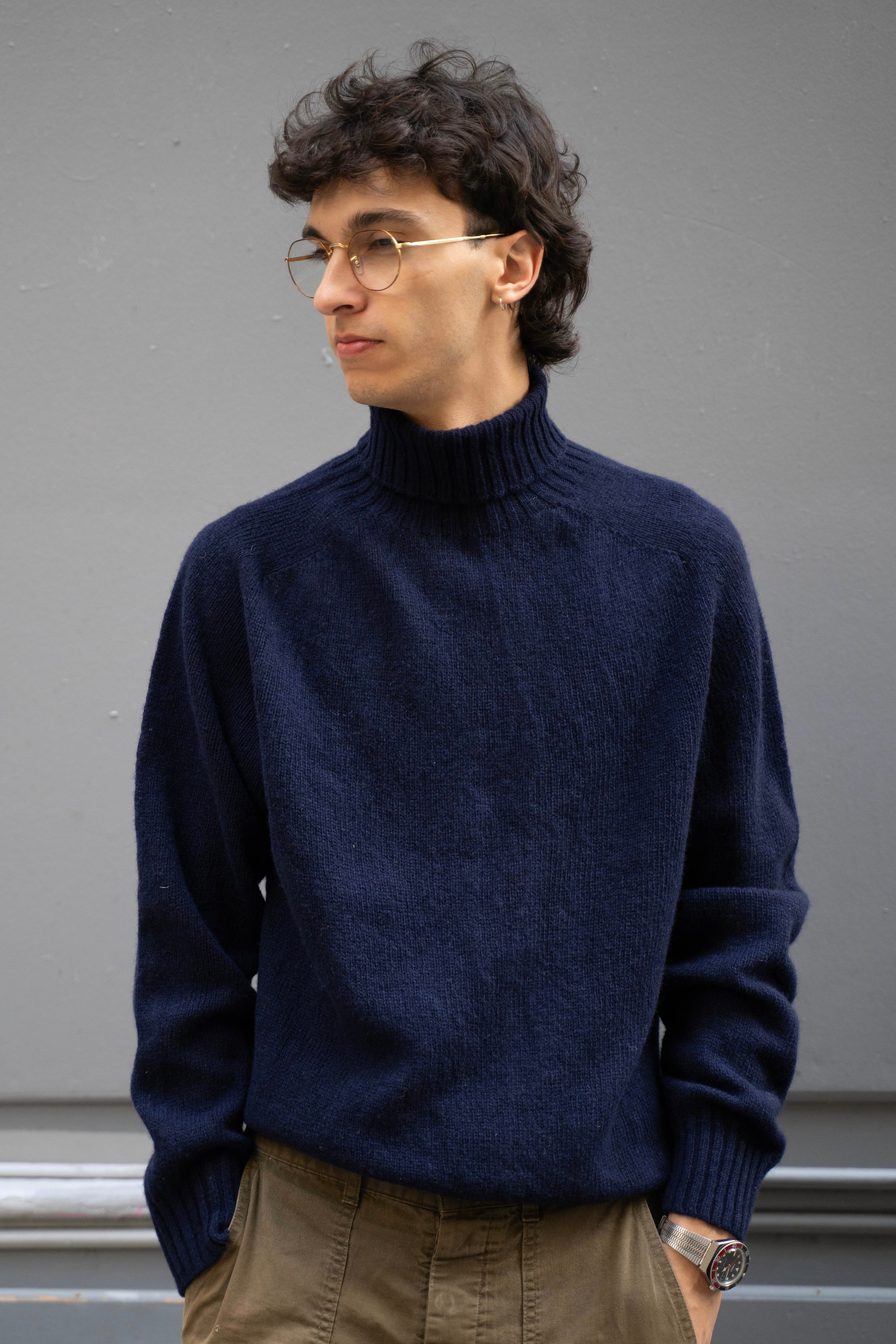 Shetland wool turtleneck sweater on sale