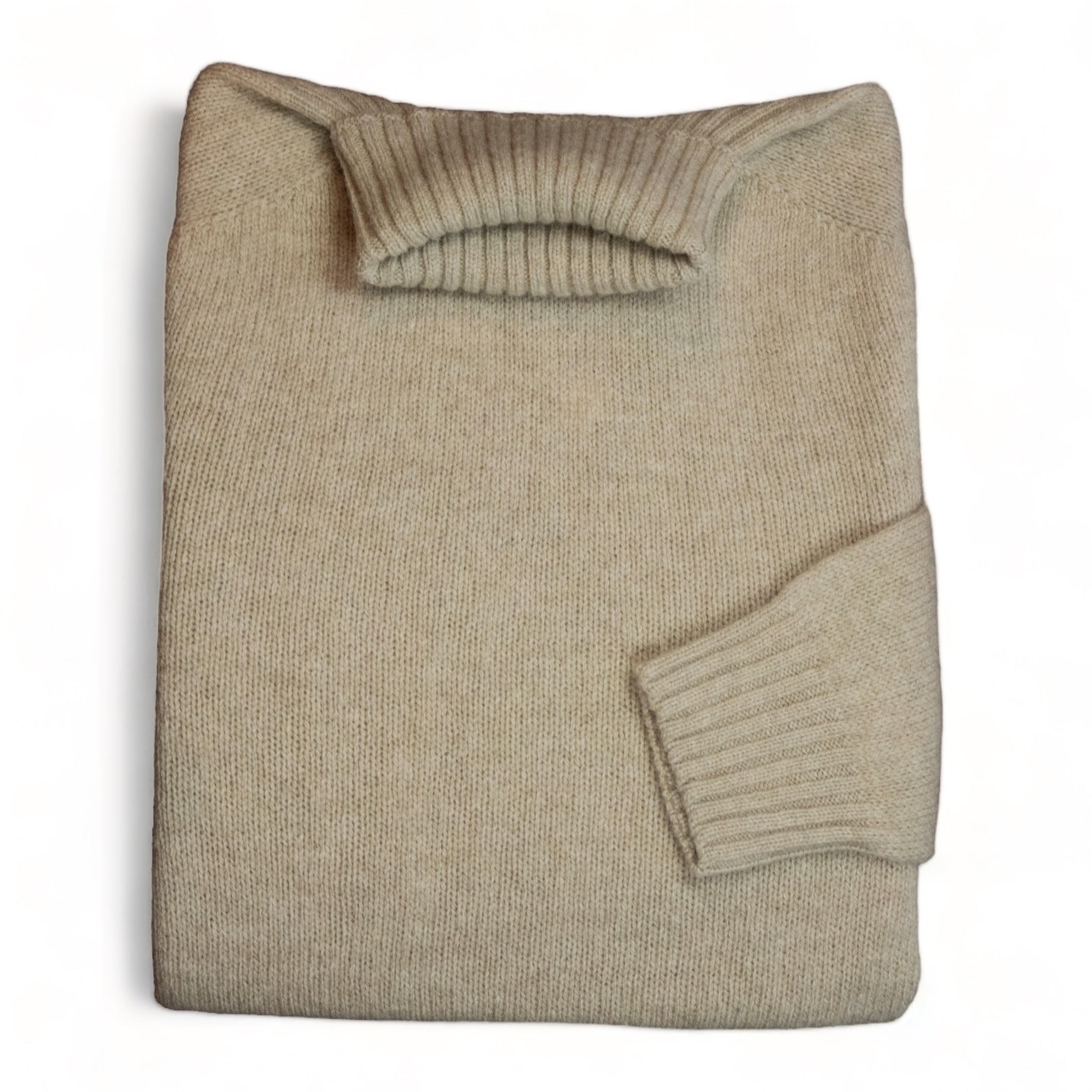 Harley Of Scotland - Pull Shetland Col Roulé (Oatmilk)