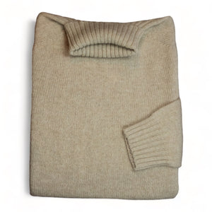 Harley Of Scotland - Pull Shetland Col Roulé (Oatmilk)
