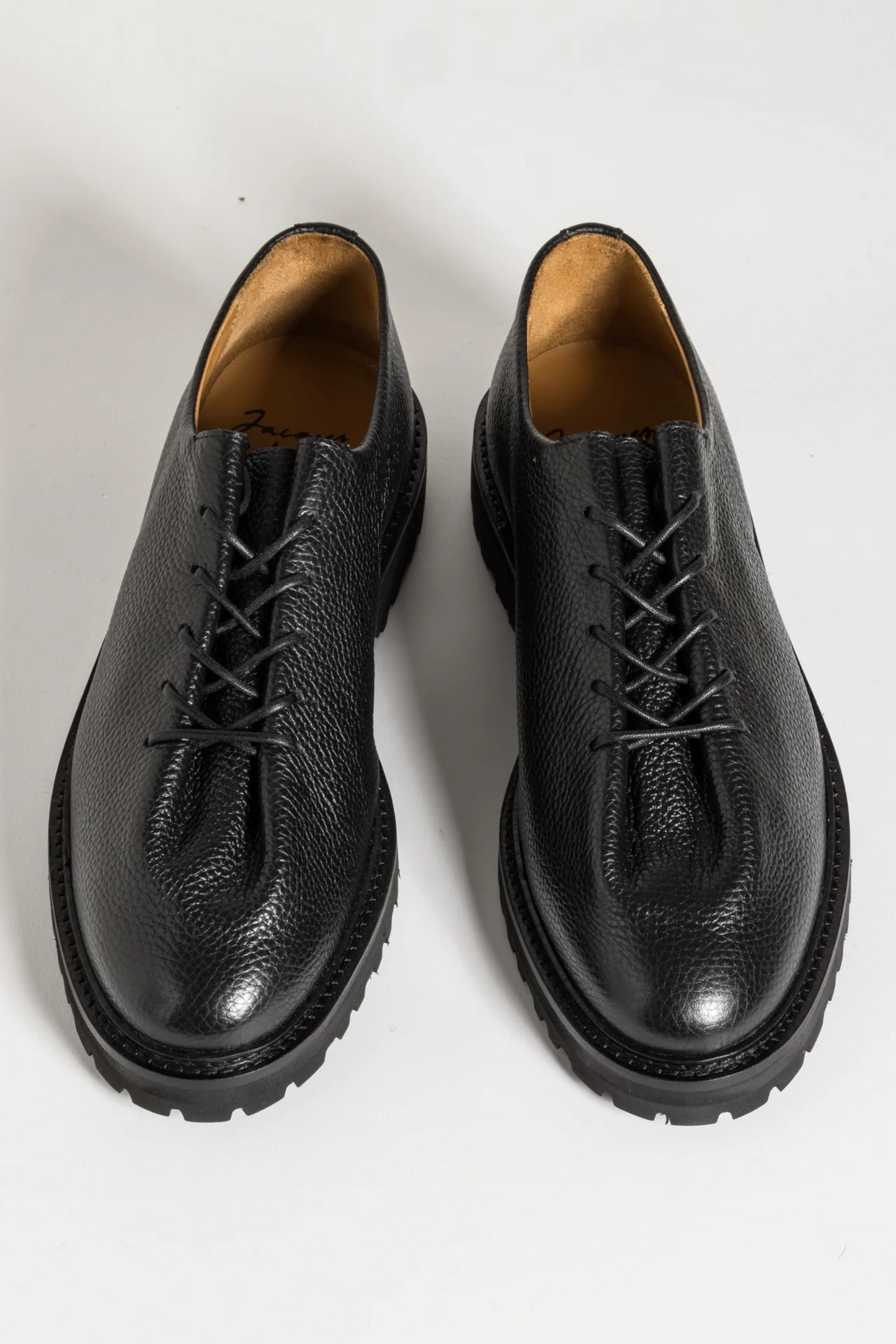 JACQUES SOLOVIÈRE PARIS Edouard Lug Grained Black | Oxford Cuir Grainé Semelle Crampon | Edgar Bdx