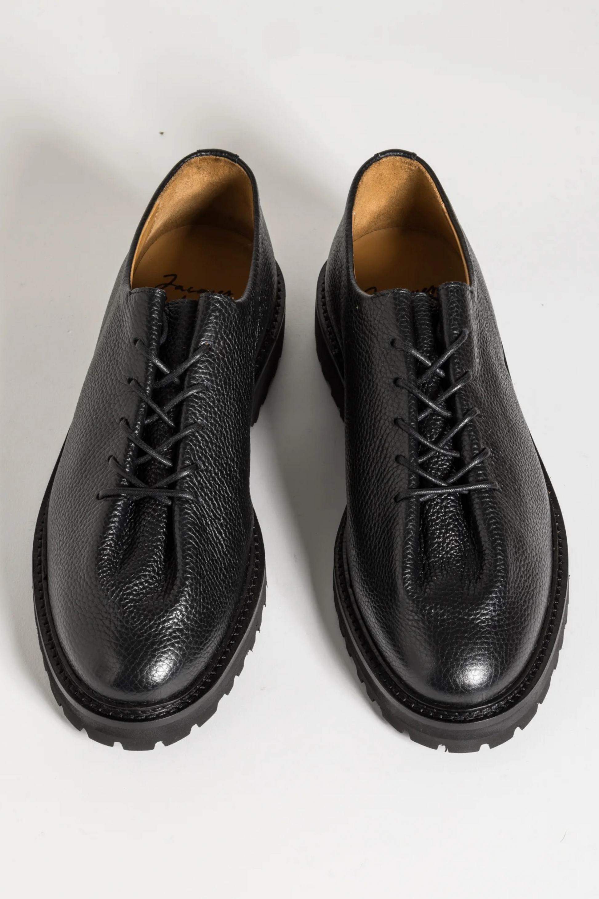 JACQUES SOLOVIÈRE PARIS Edouard Lug Grained Black | Oxford Cuir Grainé Semelle Crampon | Edgar Bdx