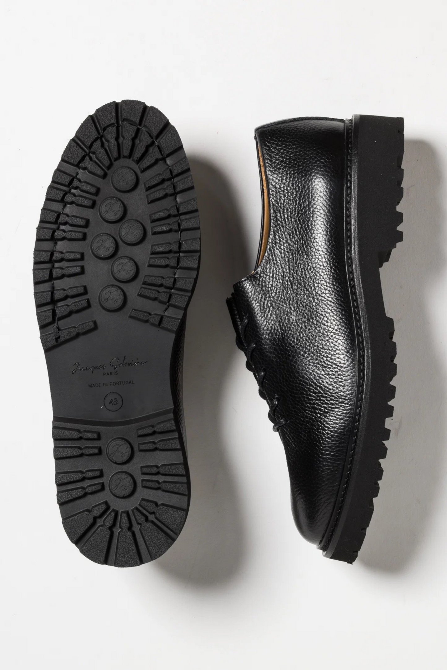 JACQUES SOLOVIÈRE PARIS Edouard Lug Grained Black | Oxford Cuir Grainé Semelle Crampon | Edgar Bdx