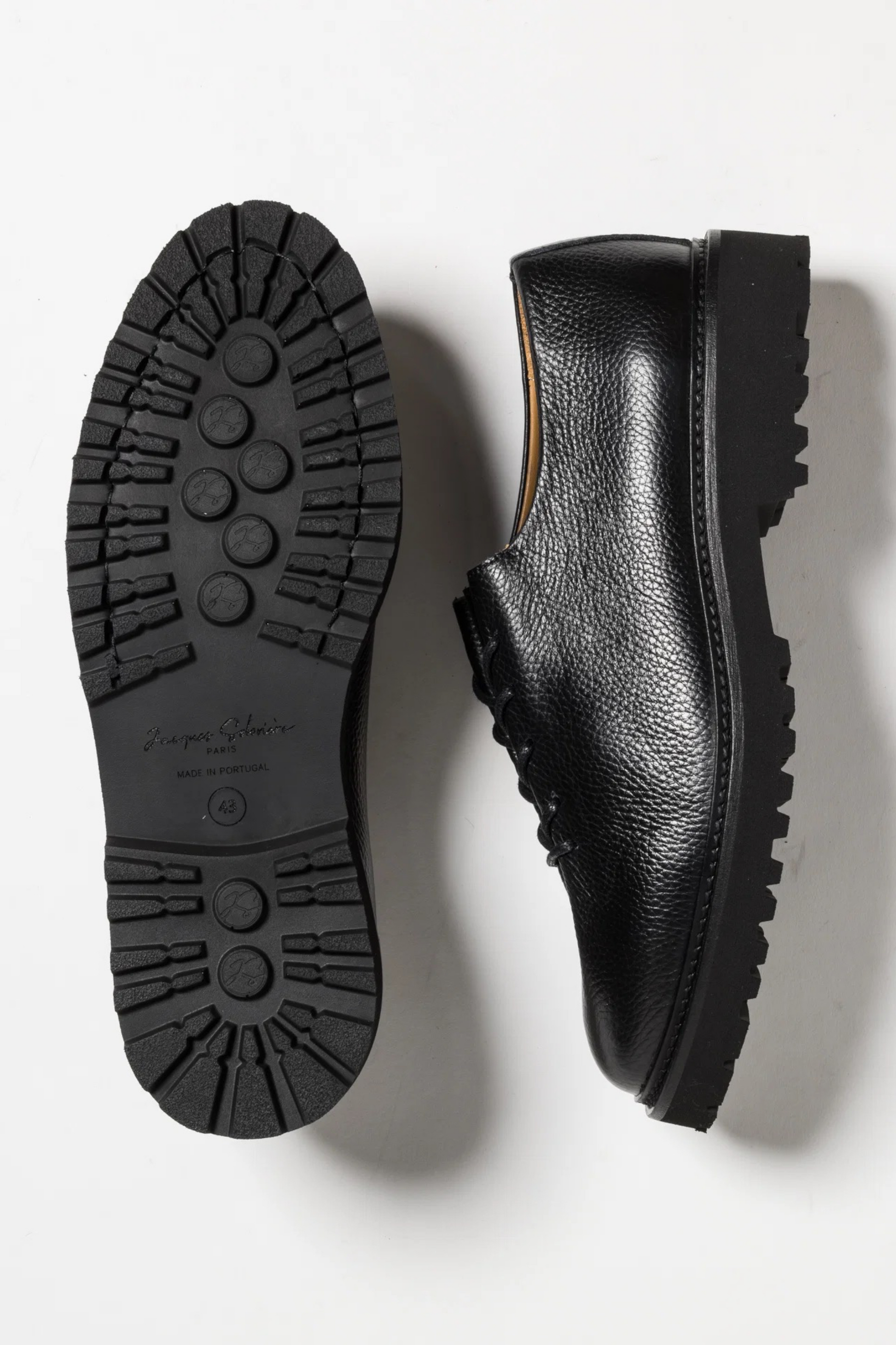 JACQUES SOLOVIÈRE PARIS Edouard Lug Grained Black | Oxford Cuir Grainé Semelle Crampon | Edgar Bdx