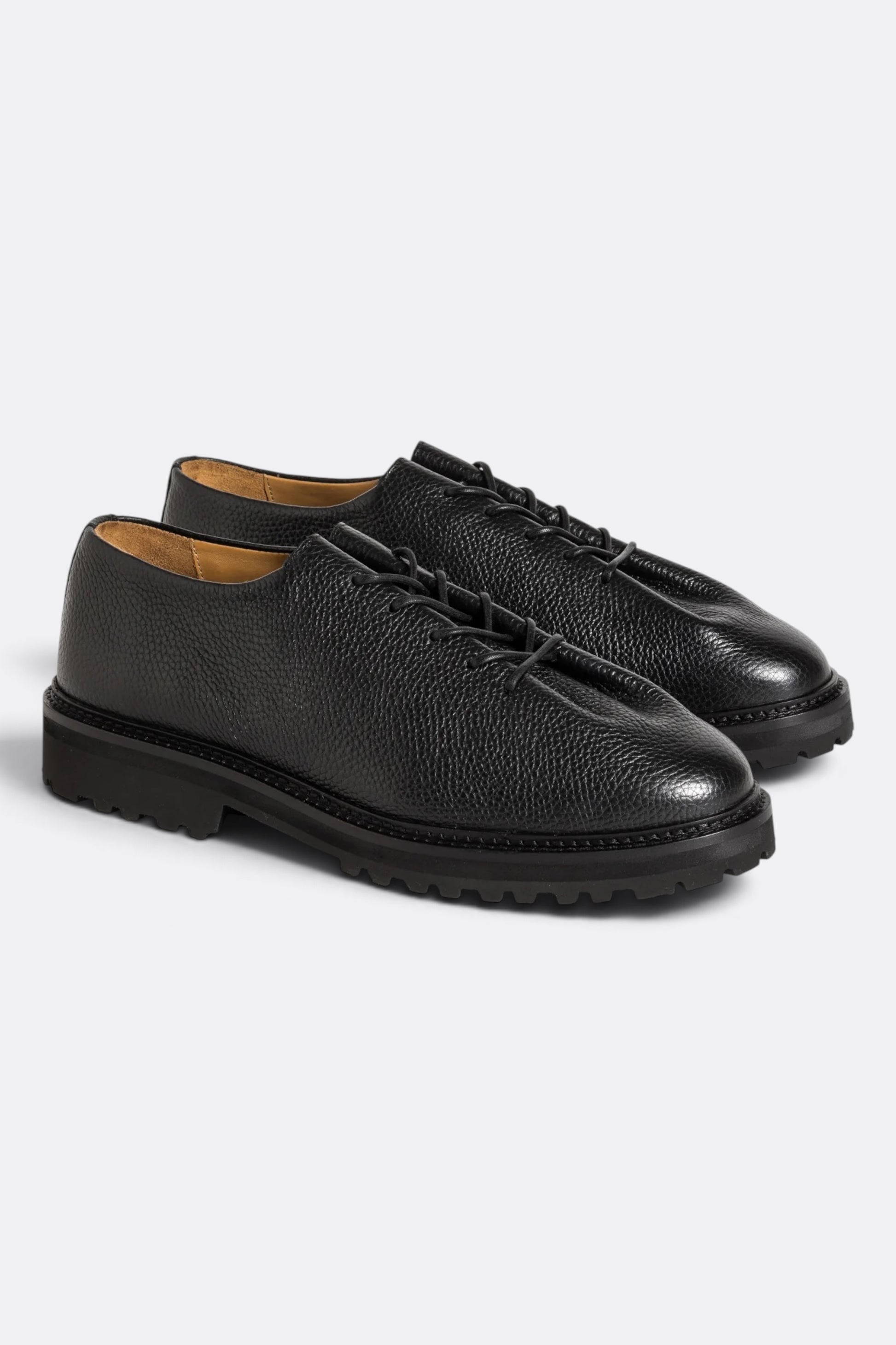 JACQUES SOLOVIÈRE PARIS Edouard Lug Grained Black | Oxford Cuir Grainé Semelle Crampon | Edgar Bdx