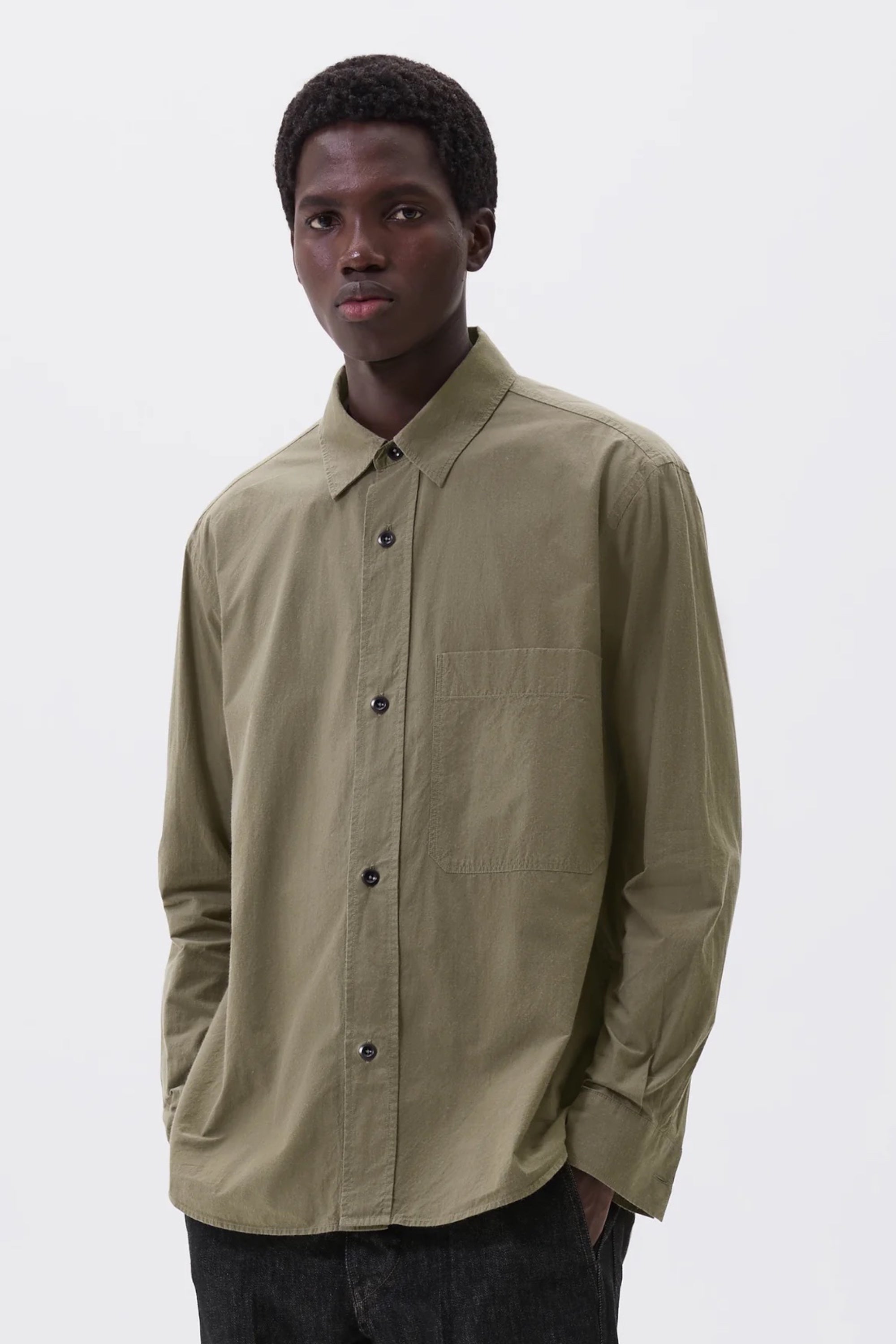 Margaret Howell - MHL. Basic Shirt Brushed Cotton Chambray (Khaki